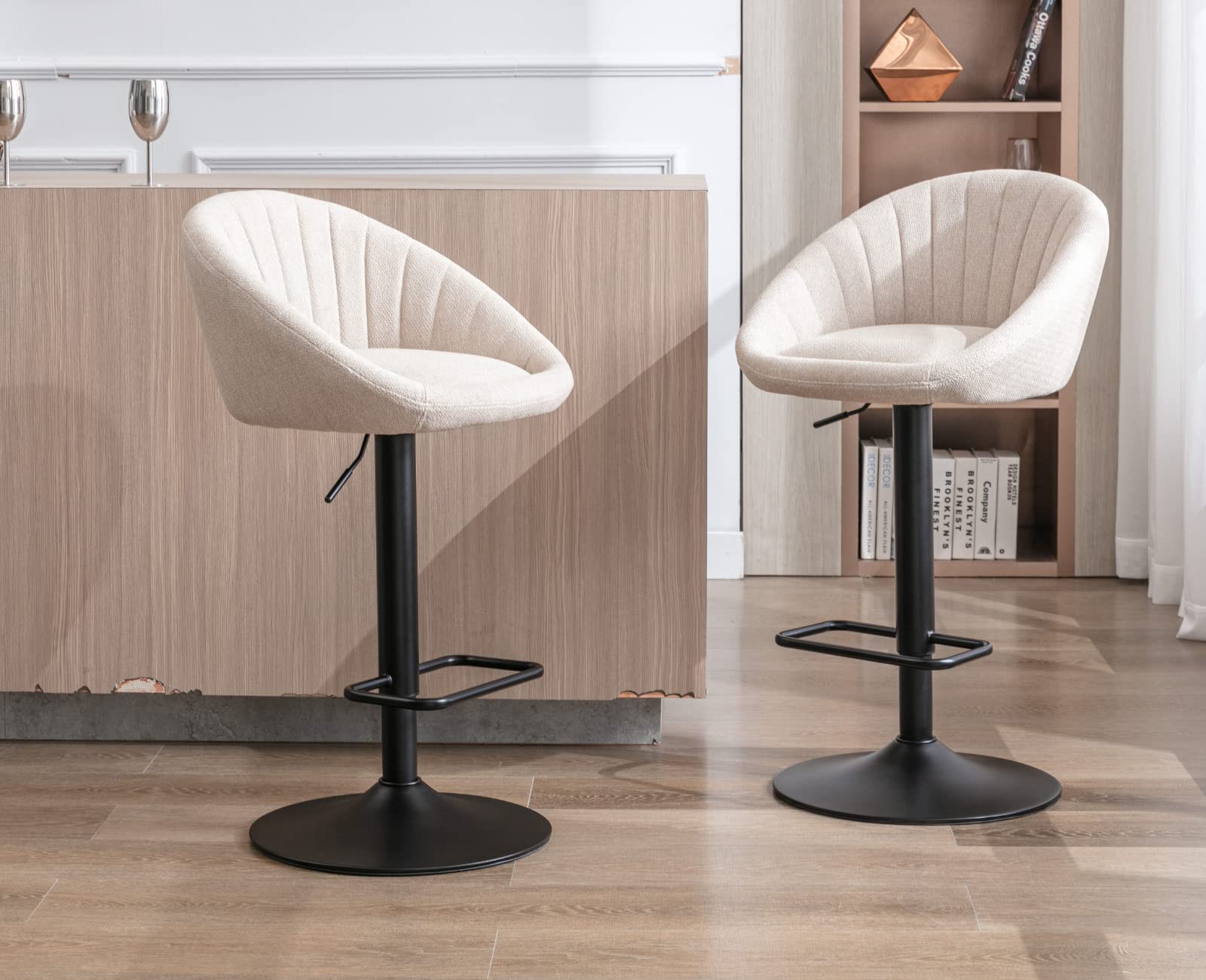 EALSON Modern Adjustable Swivel Bar Stools with Low Back Set of 2