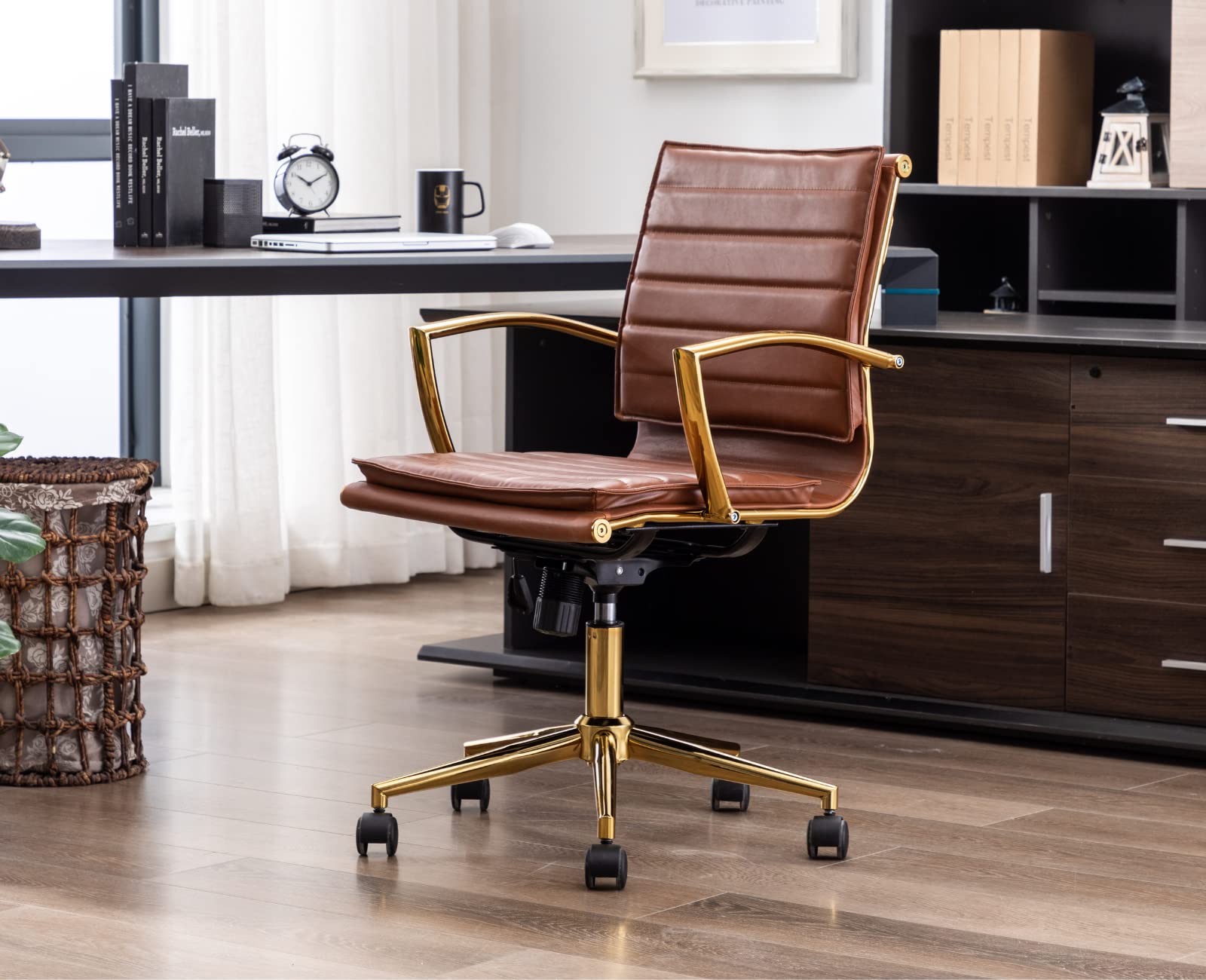 EALSON Modern Leather Desk Chair Ergonomic Office Chair with Wheels 1 Piece - X416