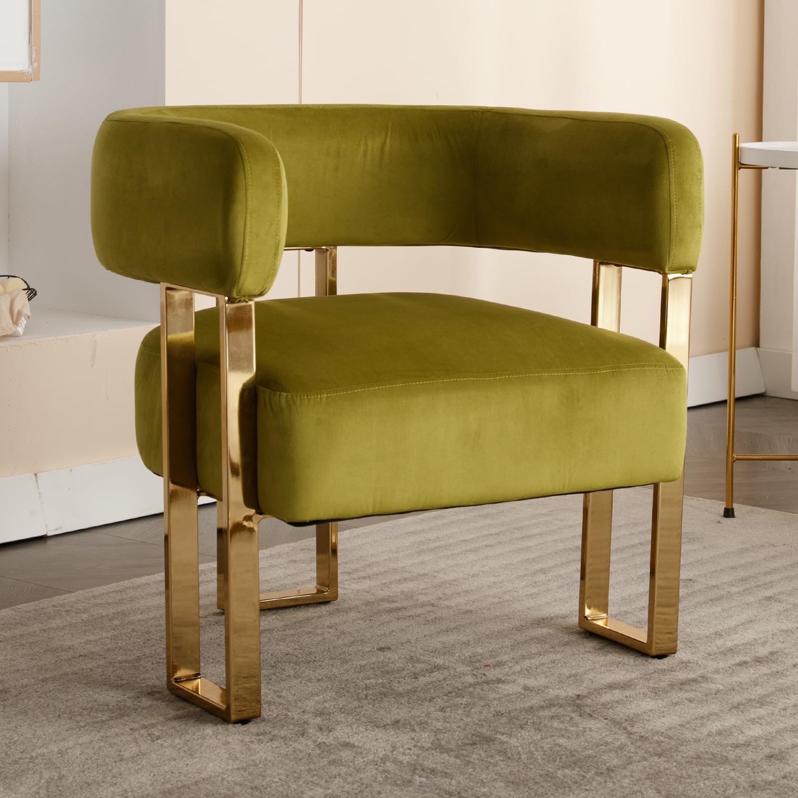 Janoray Modern Barrel Accent Chairs with Gold Metal Legs Set of 2