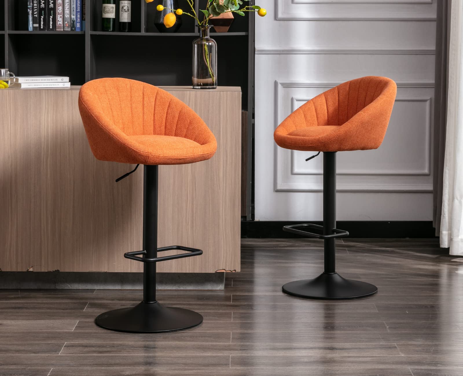 EALSON Modern Adjustable Swivel Bar Stools with Low Back Set of 2