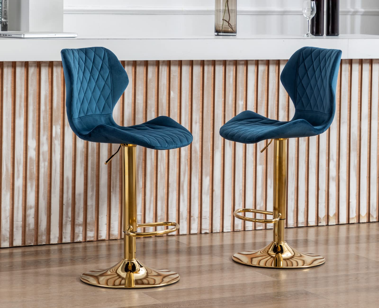 EALSON Adjustable Swivel Velvet Bar Kitchen Island Stools Set of 2