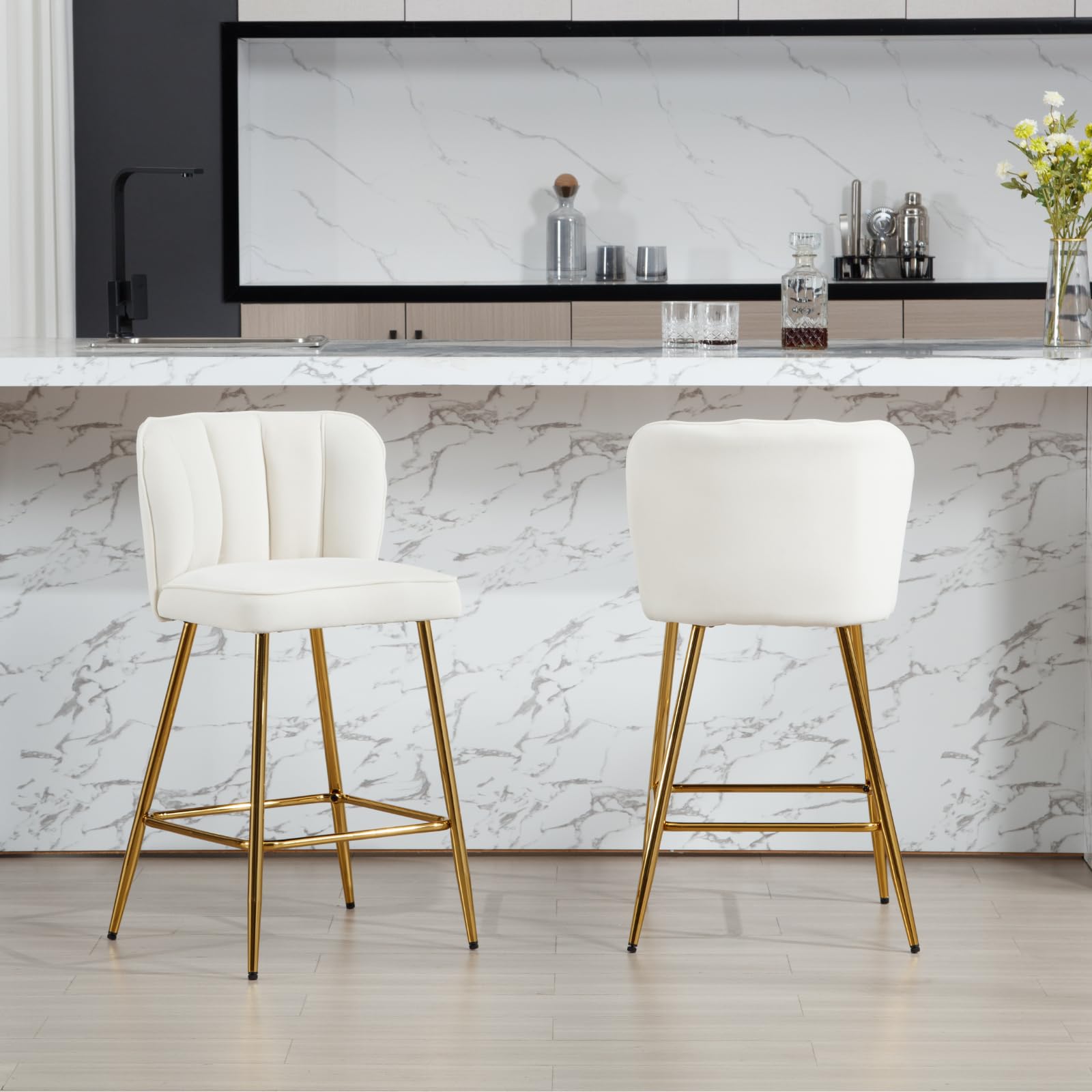 VESCASA 26.75'' Counter Stools with Gold Legs Set of 2 - 1675