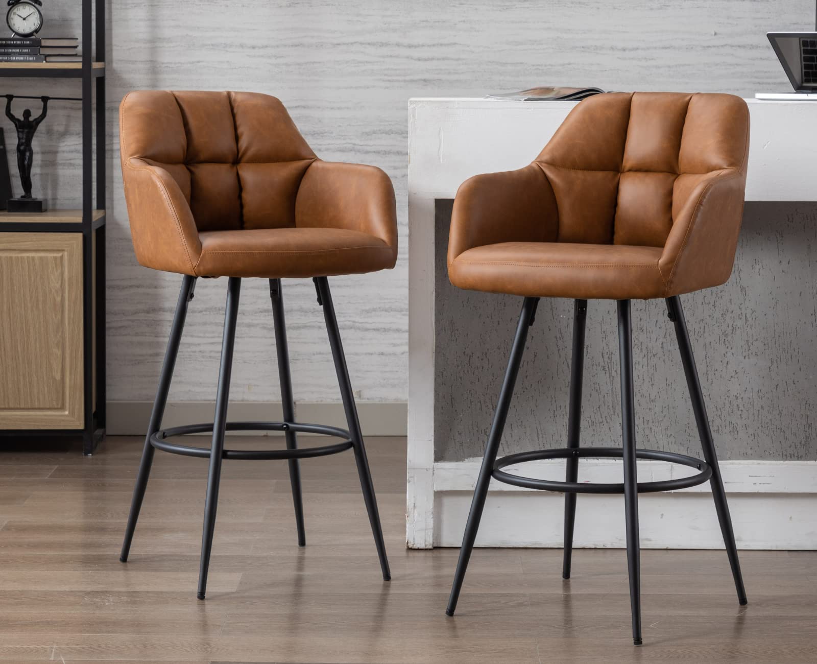 EALSON Modern Leather Velvet Swivel Bar Stools Set of 2 - 5117