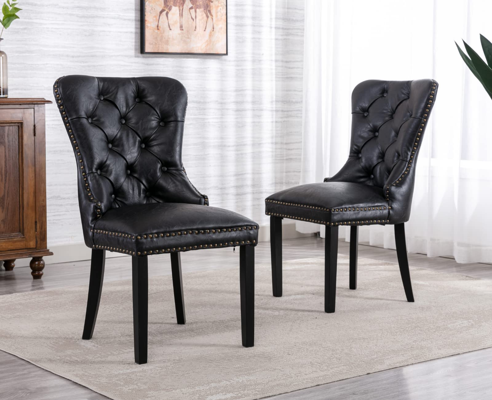 EALSON Modern Tufted Upholstered Leather Dining Chairs Set of 2 - 1029