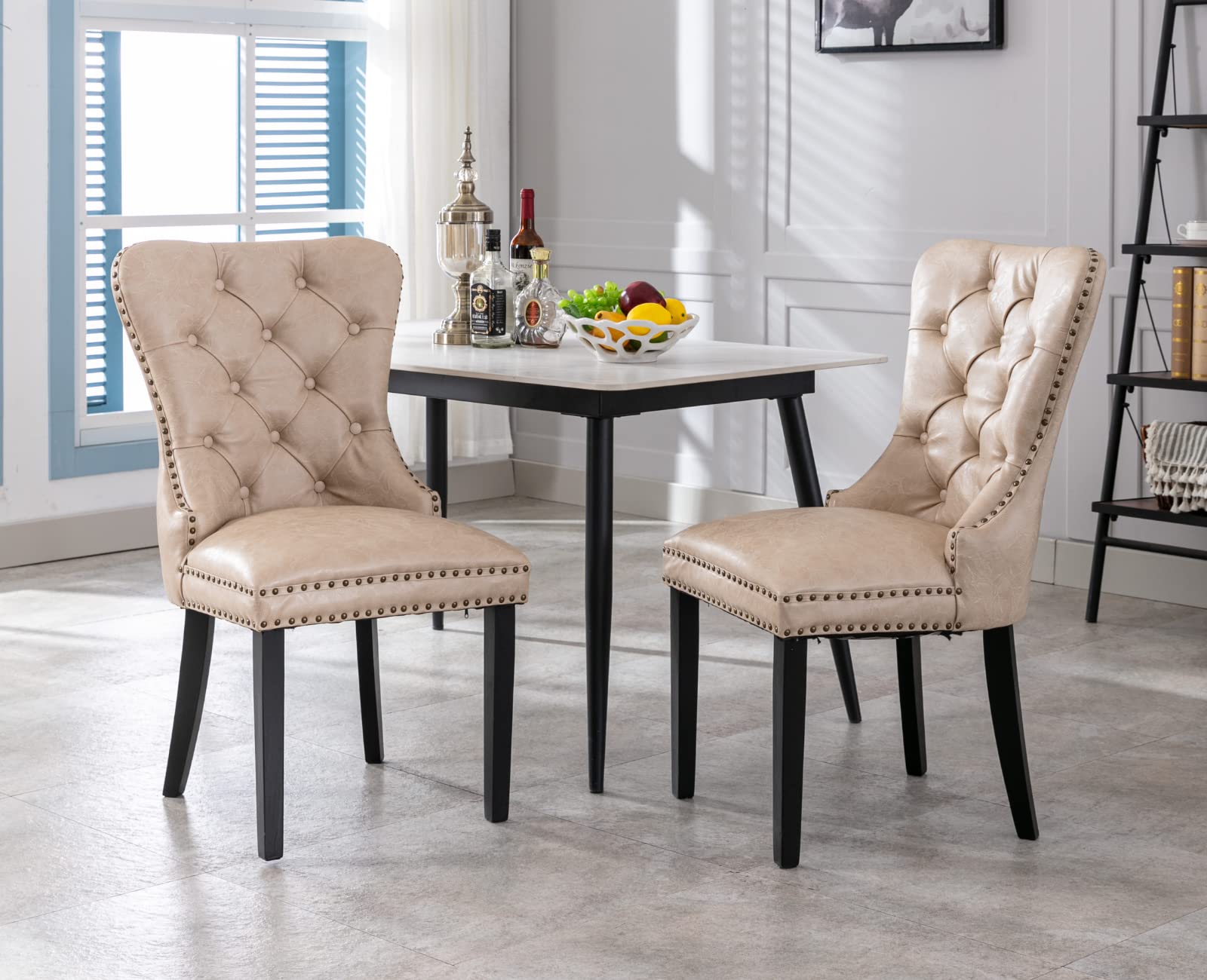 EALSON Modern Tufted Upholstered Leather Dining Chairs Set of 2 - 1029