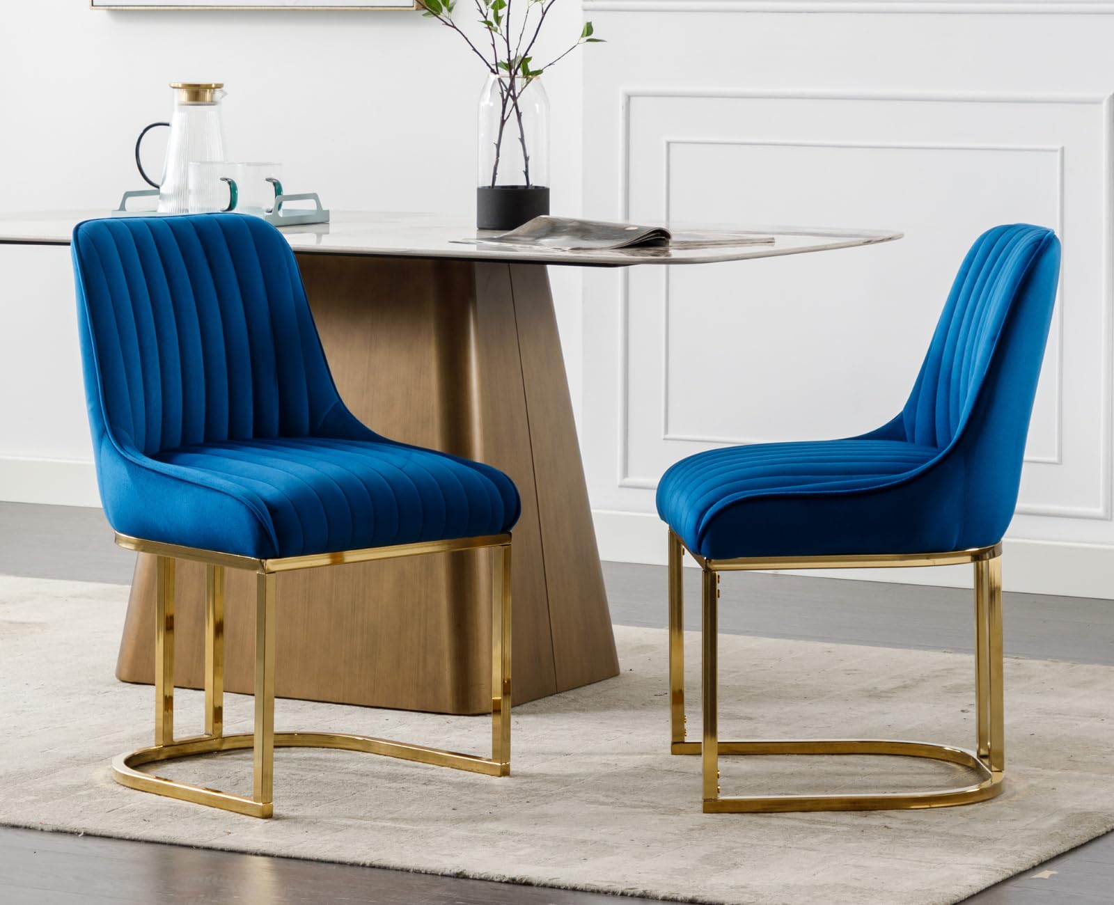 EALSON Modern Armless Side Velvet Upholstered Dining Chairs Set of 2 - 9043