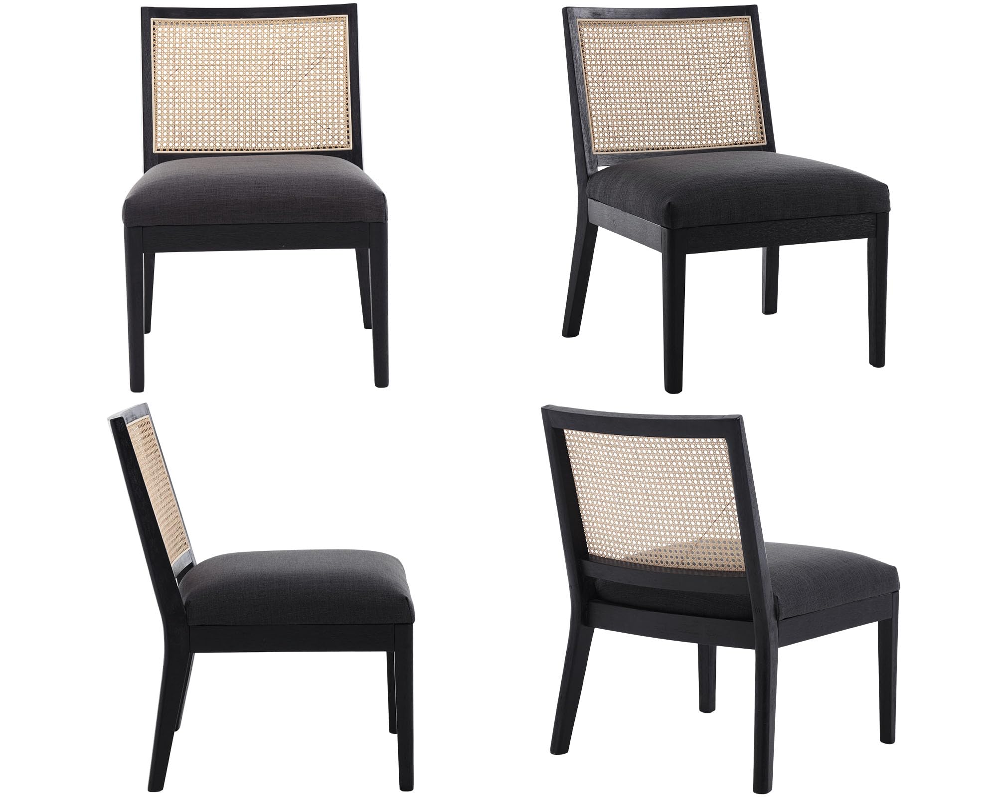 CIMOTA Square Rattan Back Upholstered Accent Armless Chairs 1 PCS - 3898