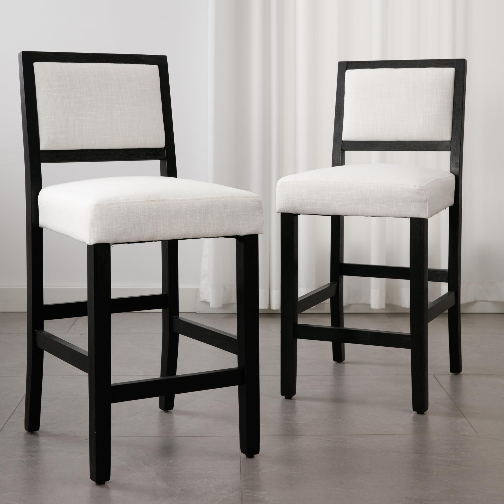 Janoray Farmhouse Upholstered Counter Height Bar Stools Set of 2