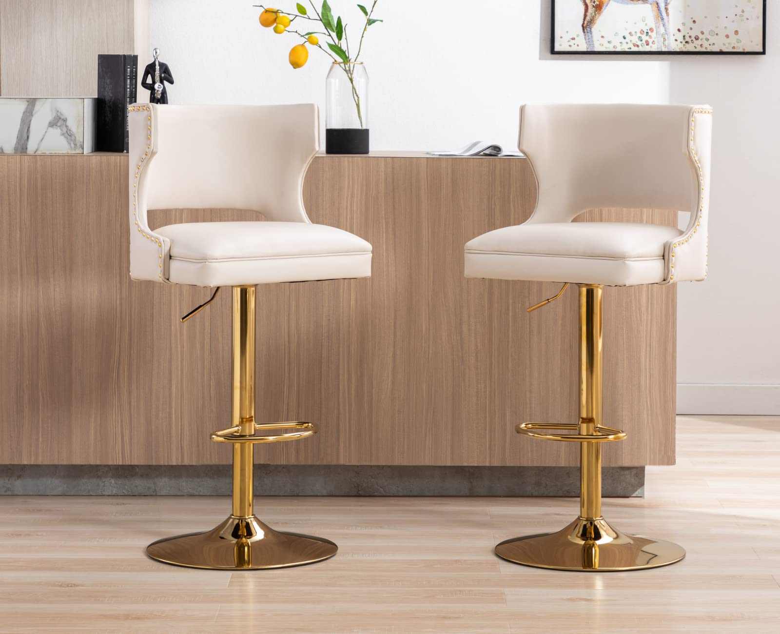 EALSON Modern  Swivel Upholstered Leather Bar Stools with Back Set of 2 - X118