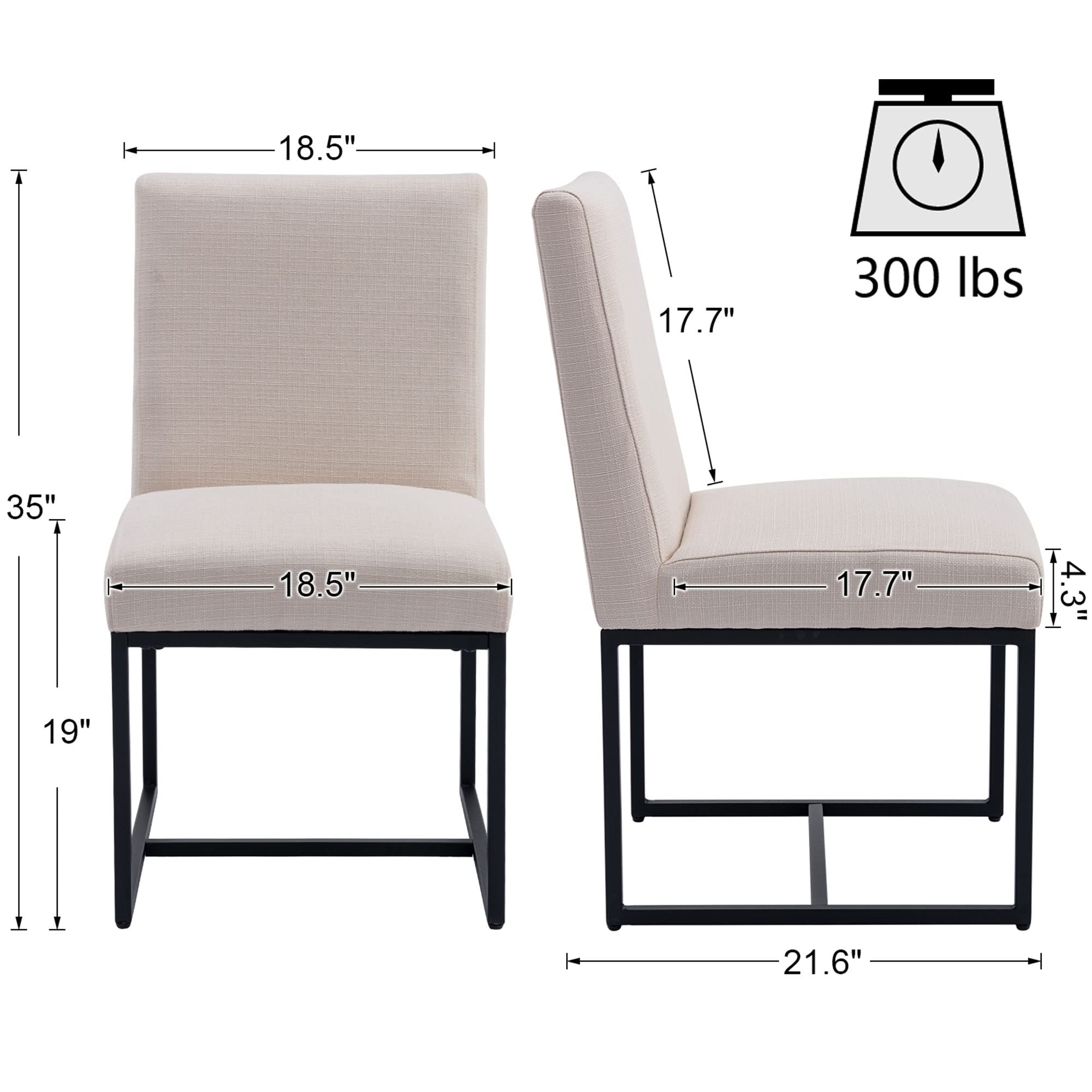 VESCASA Mid Century Modern Upholstered Dining Chairs Set of 2 - 1488