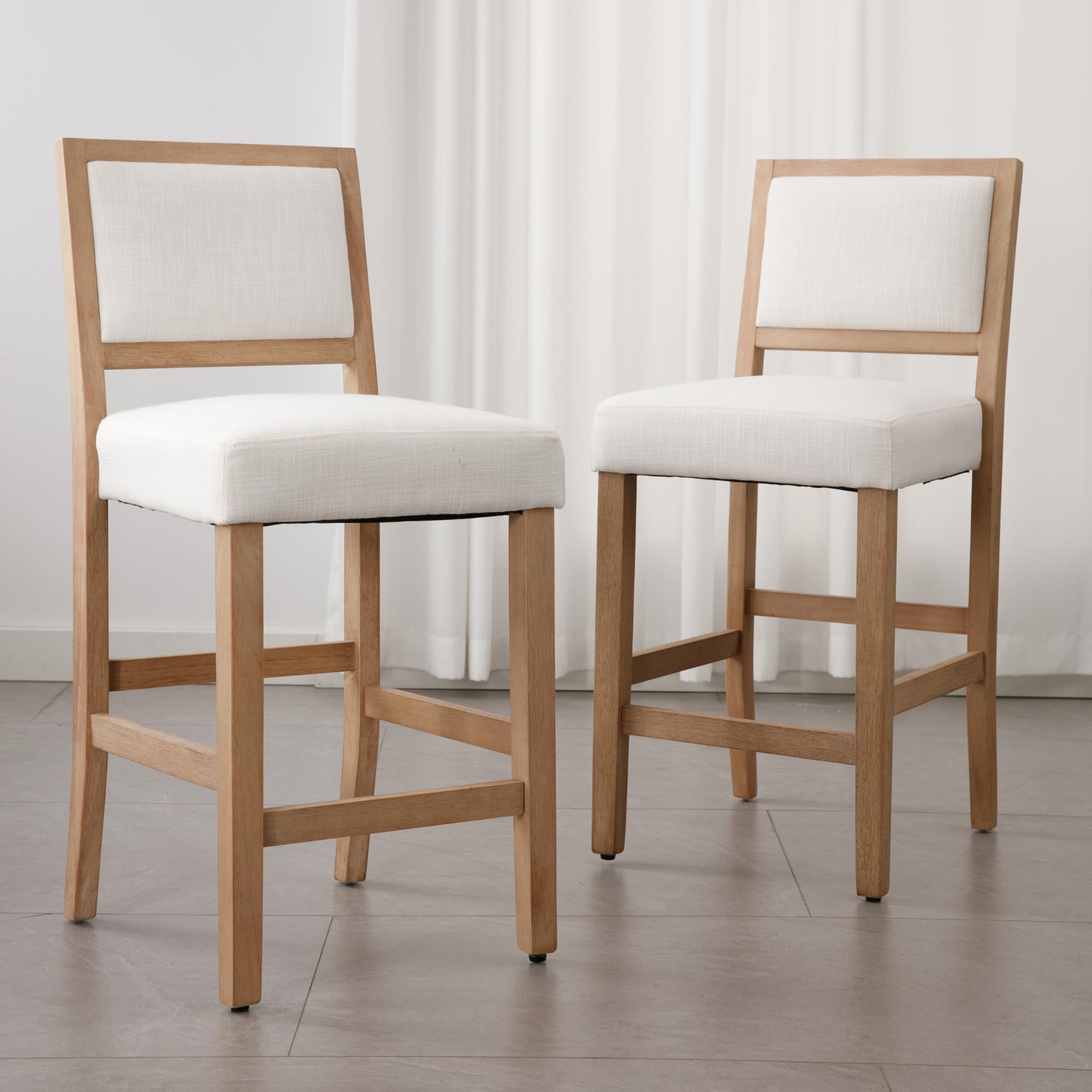 Janoray Farmhouse Upholstered Counter Height Bar Stools Set of 2