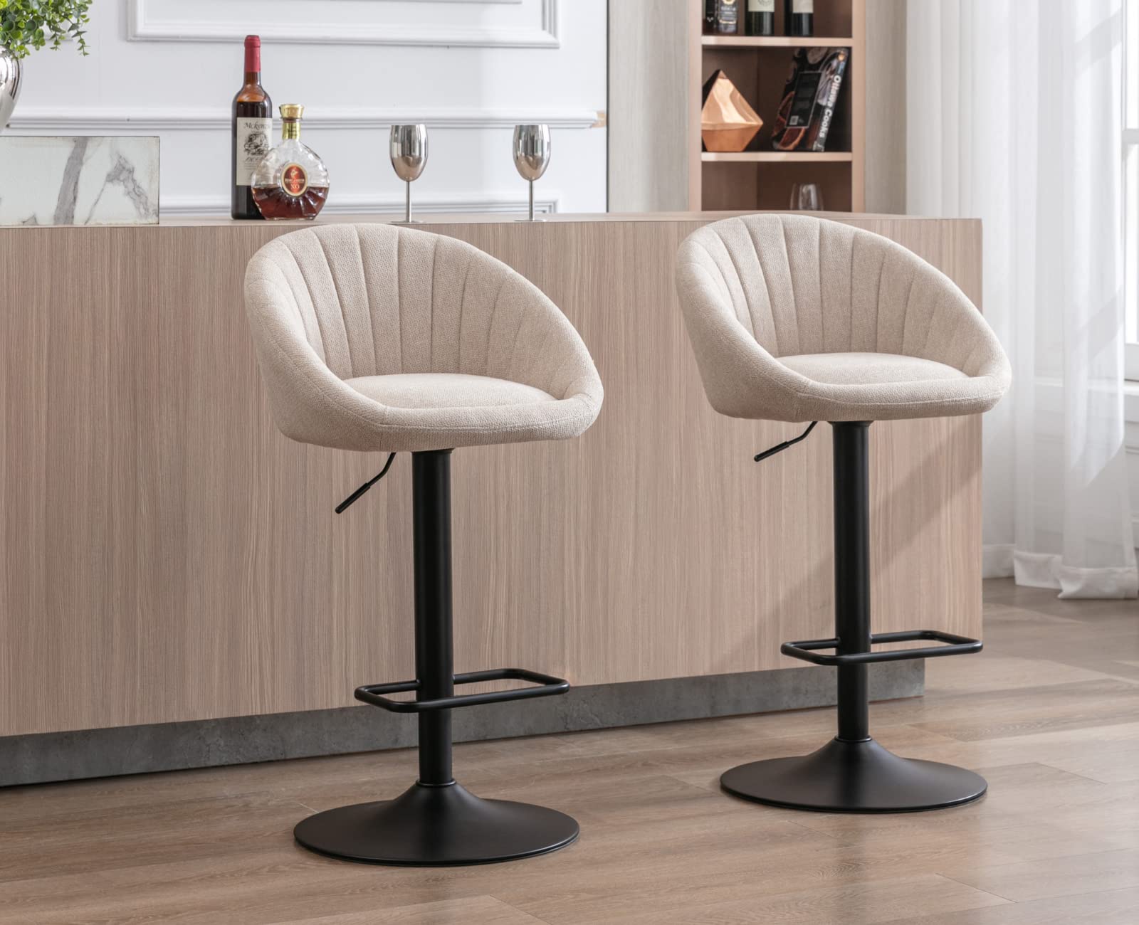 EALSON Modern Adjustable Swivel Bar Stools with Low Back Set of 2