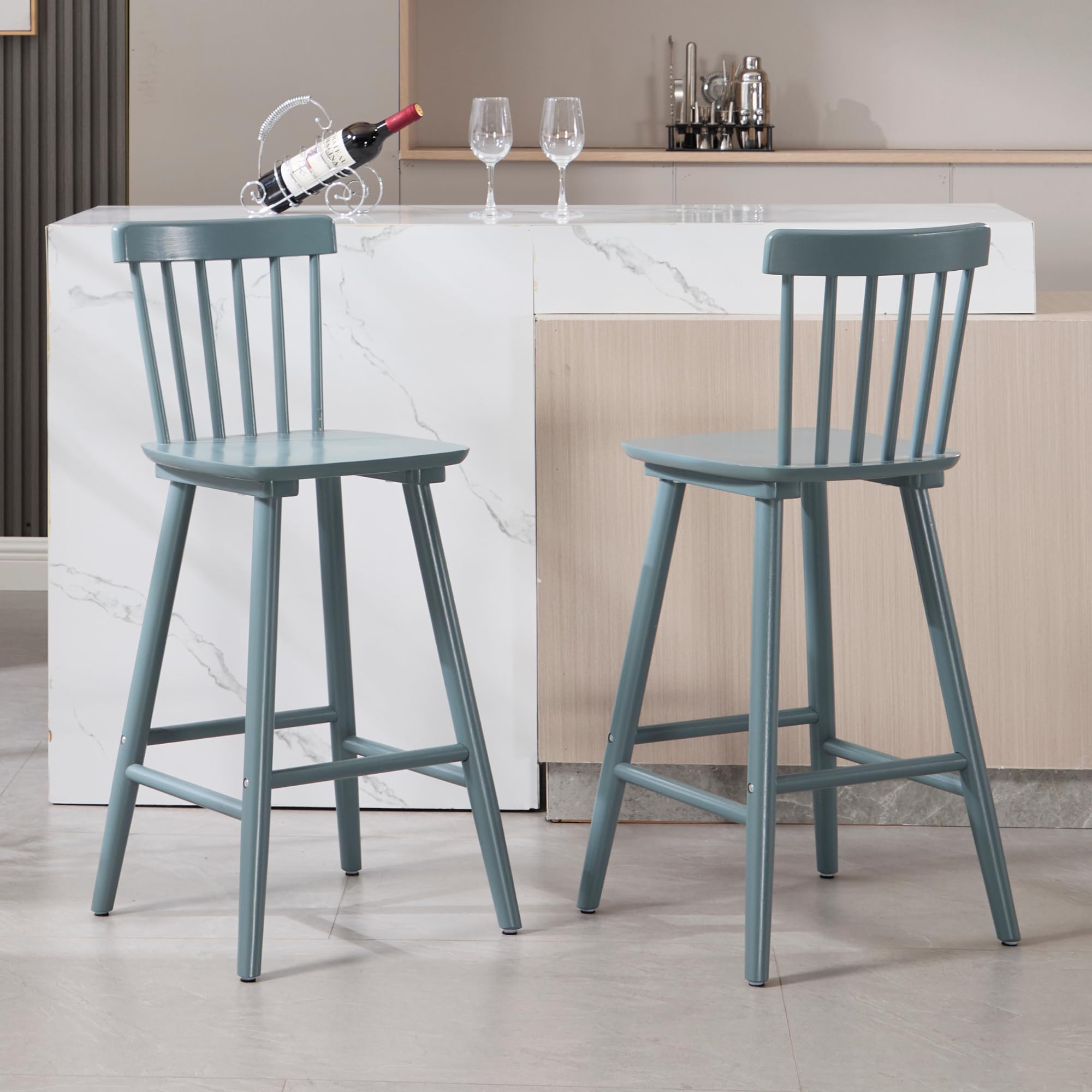 Janoray 26 Inch Farmhouse Wooden Barstools Bar Stools Set of 2