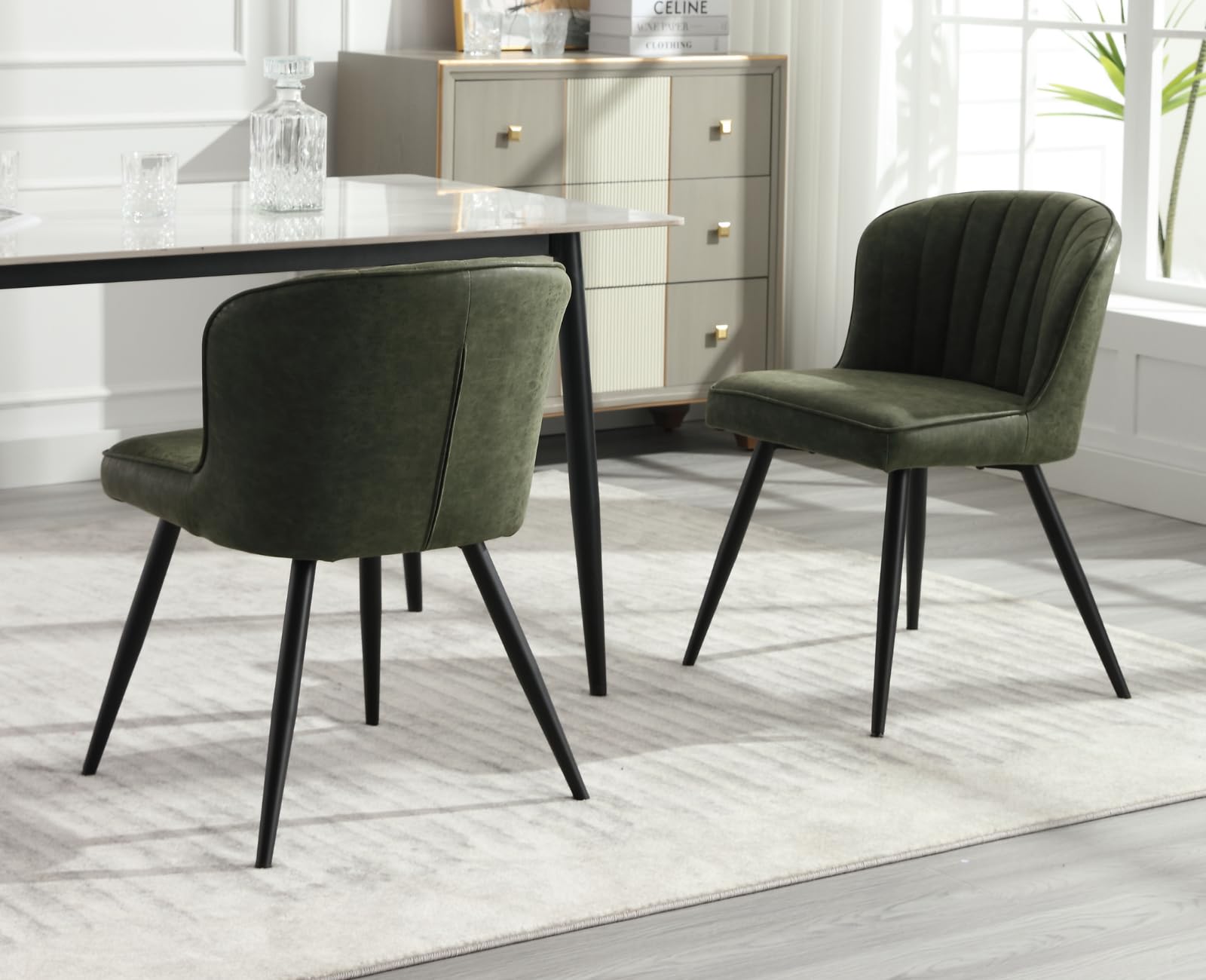 EALSON Modern Velvet Dining Chairs with Metal Legs Set of 2 - 8696