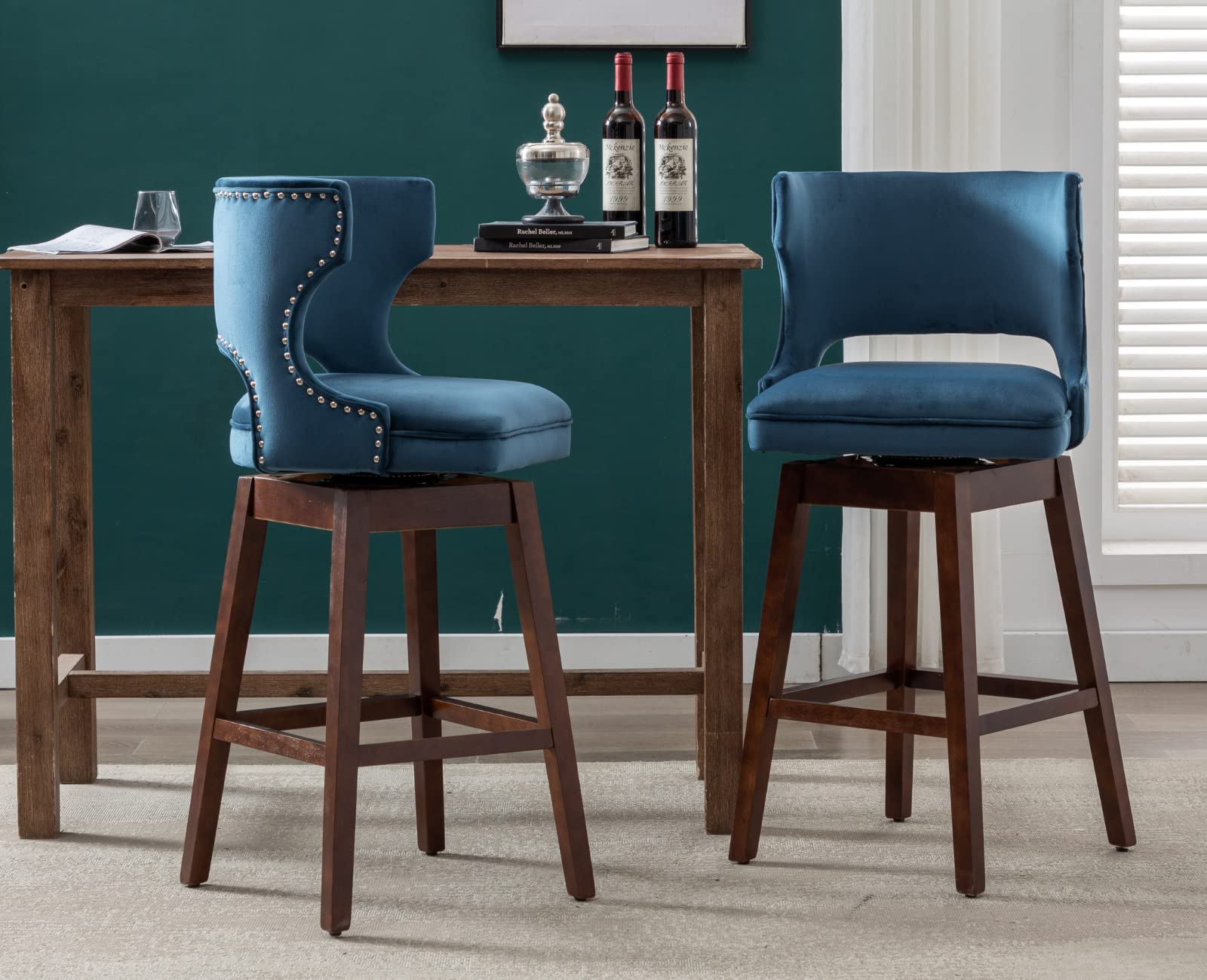 EALSON Modern  Swivel Upholstered Leather Bar Stools with Back Set of 2 - X118