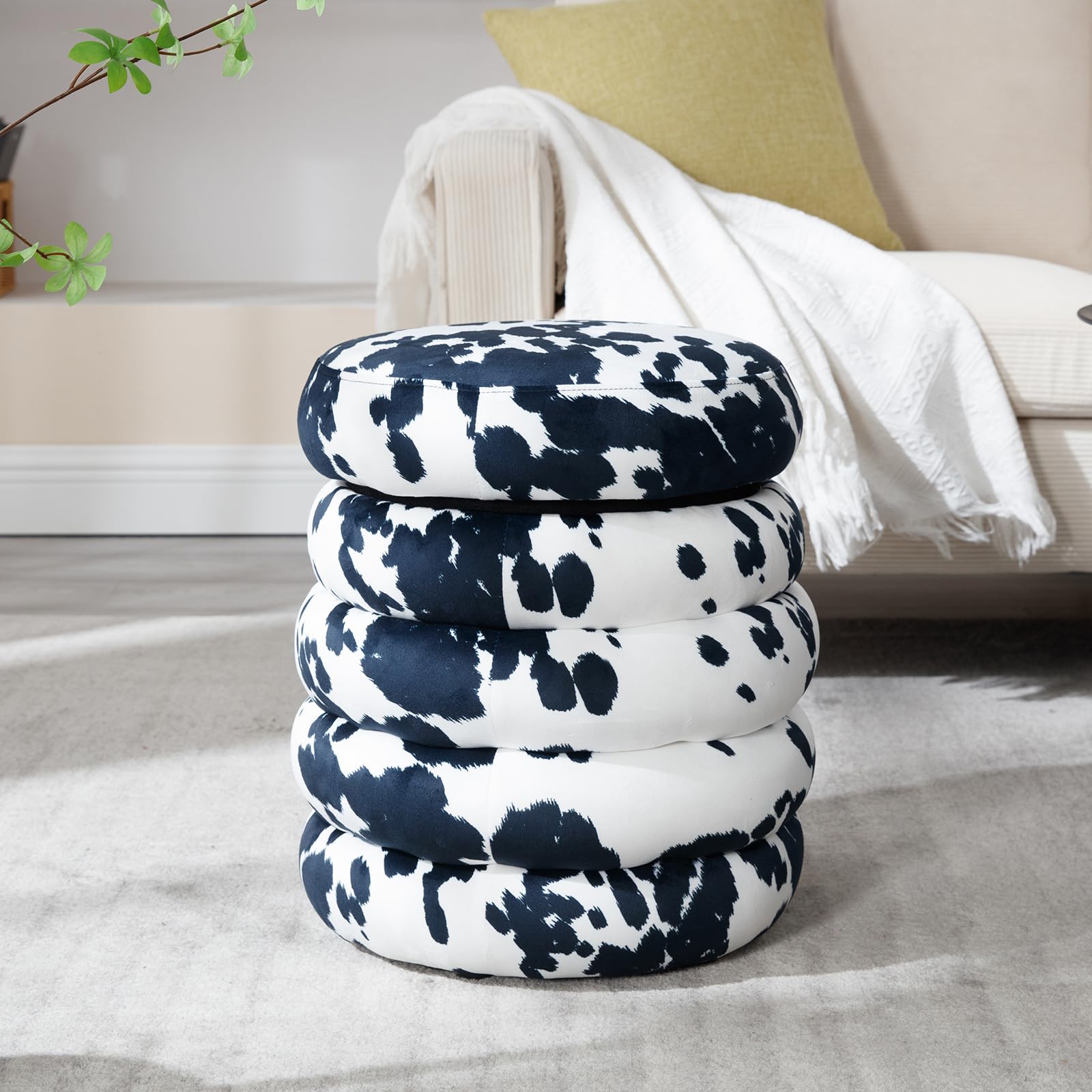 Kmax Modern Upholstered Round Storage Ottoman 1 Piece