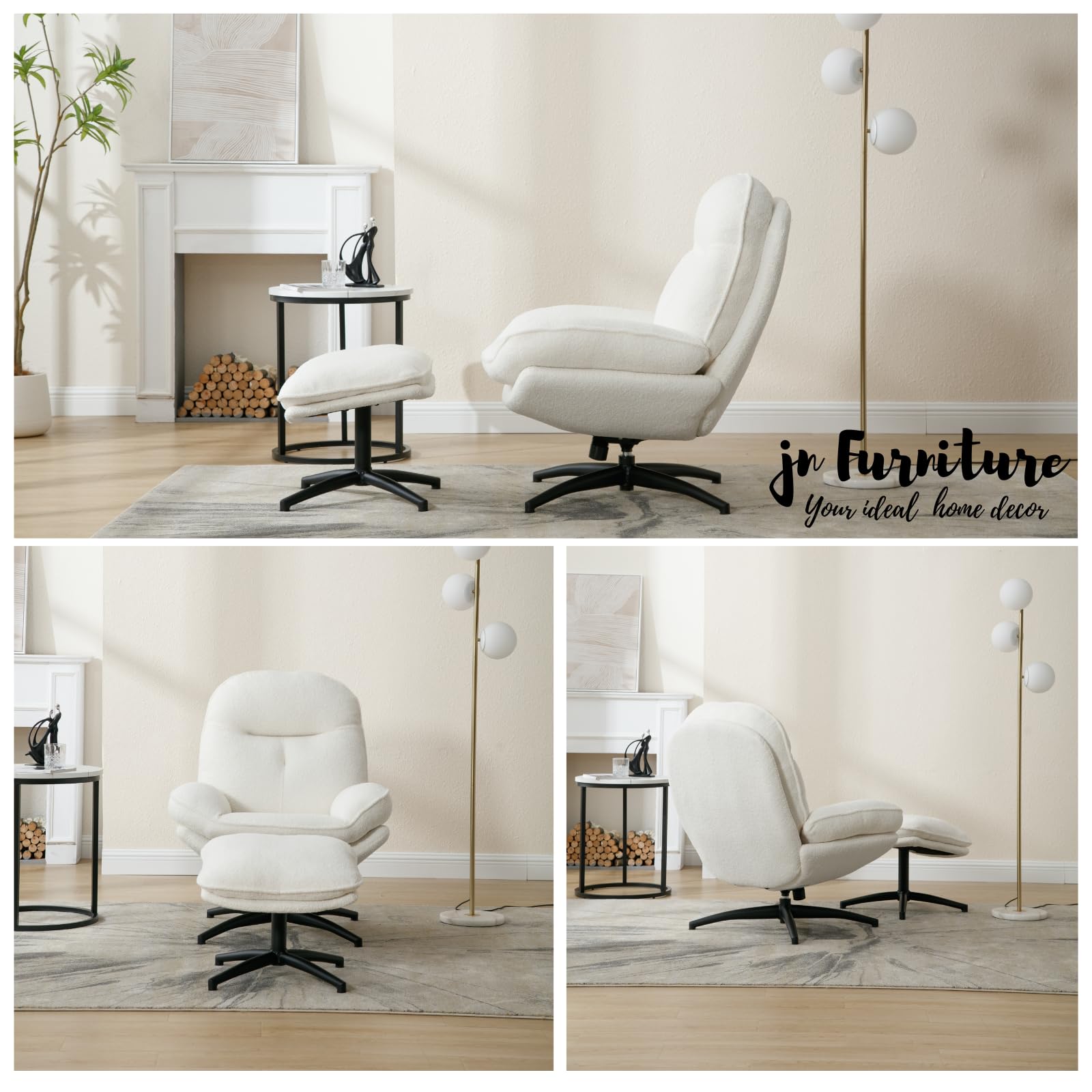 Janoray 360° Swivel Accent Chair with Ottoman Set