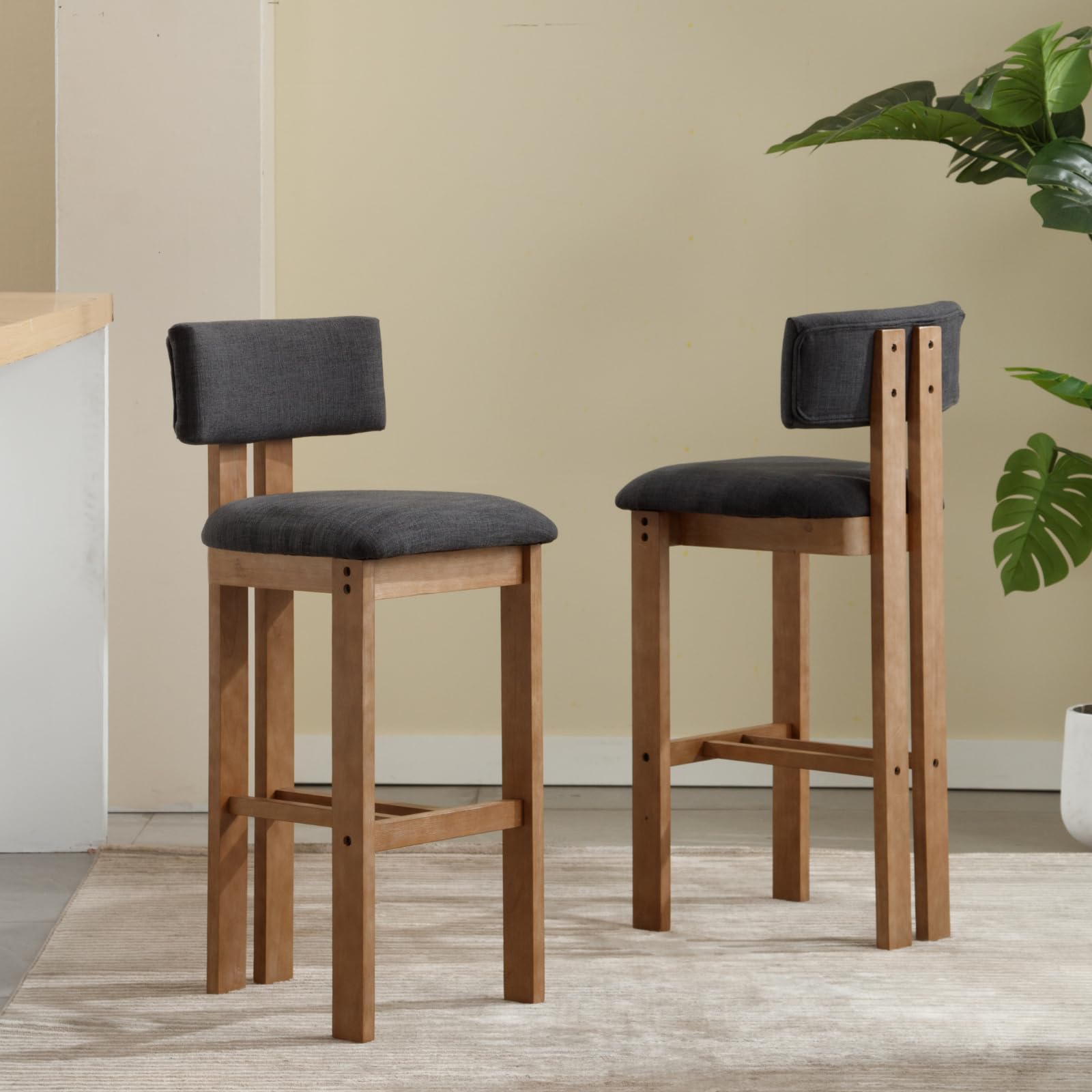 Janoray 30" Mid Century Modern Tall Bar Height Stools Set of 2