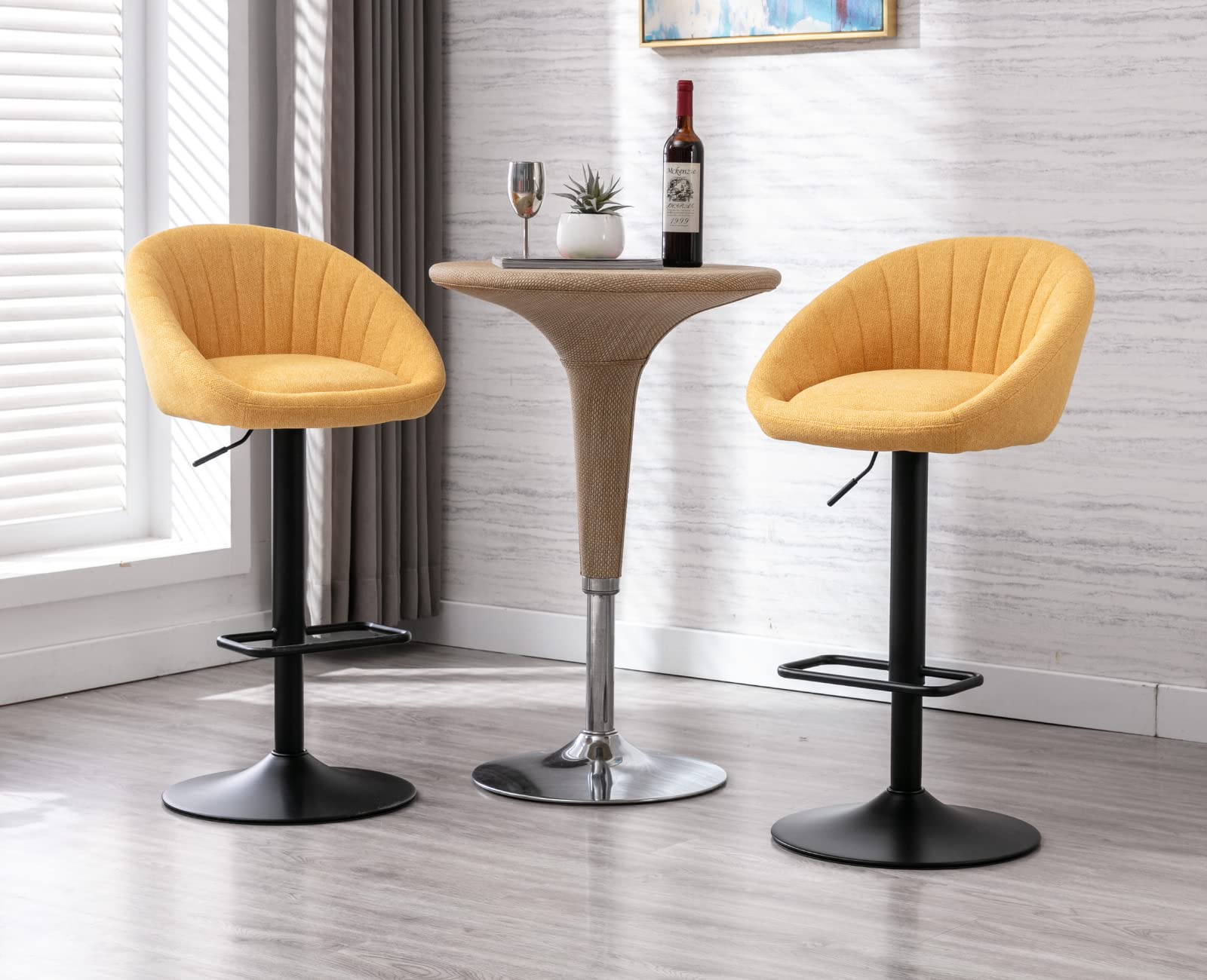 EALSON Modern Adjustable Swivel Bar Stools with Low Back Set of 2