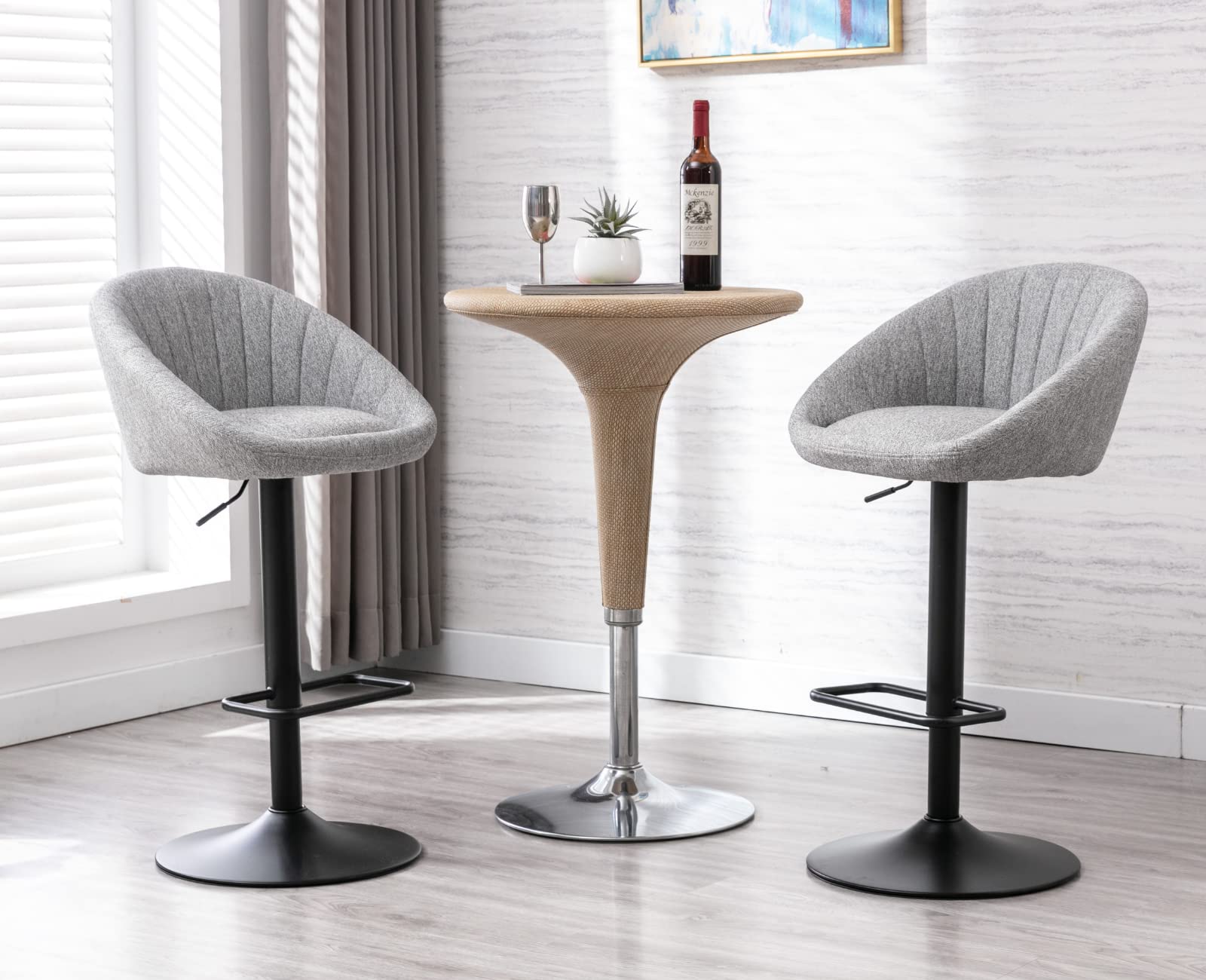 EALSON Modern Adjustable Swivel Bar Stools with Low Back Set of 2