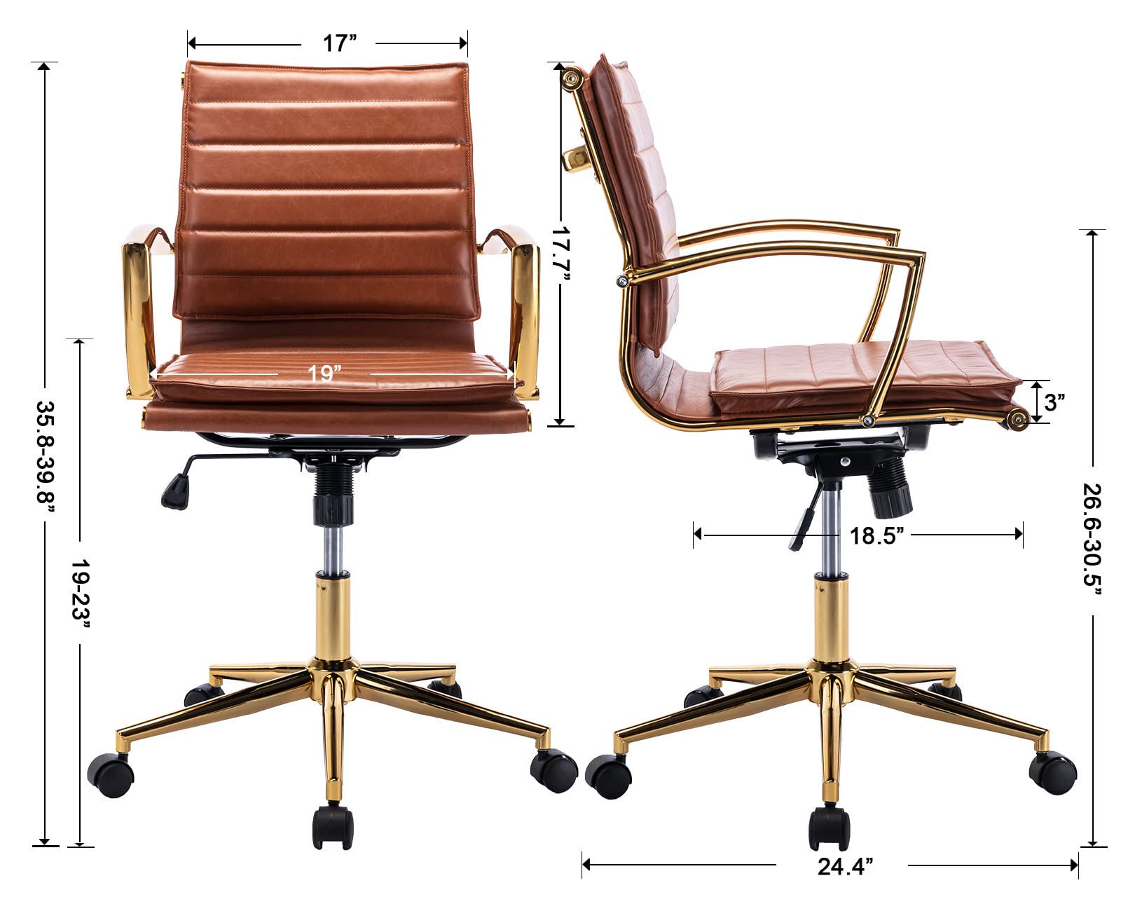 EALSON Modern Leather Desk Chair Ergonomic Office Chair with Wheels 1 Piece - X416