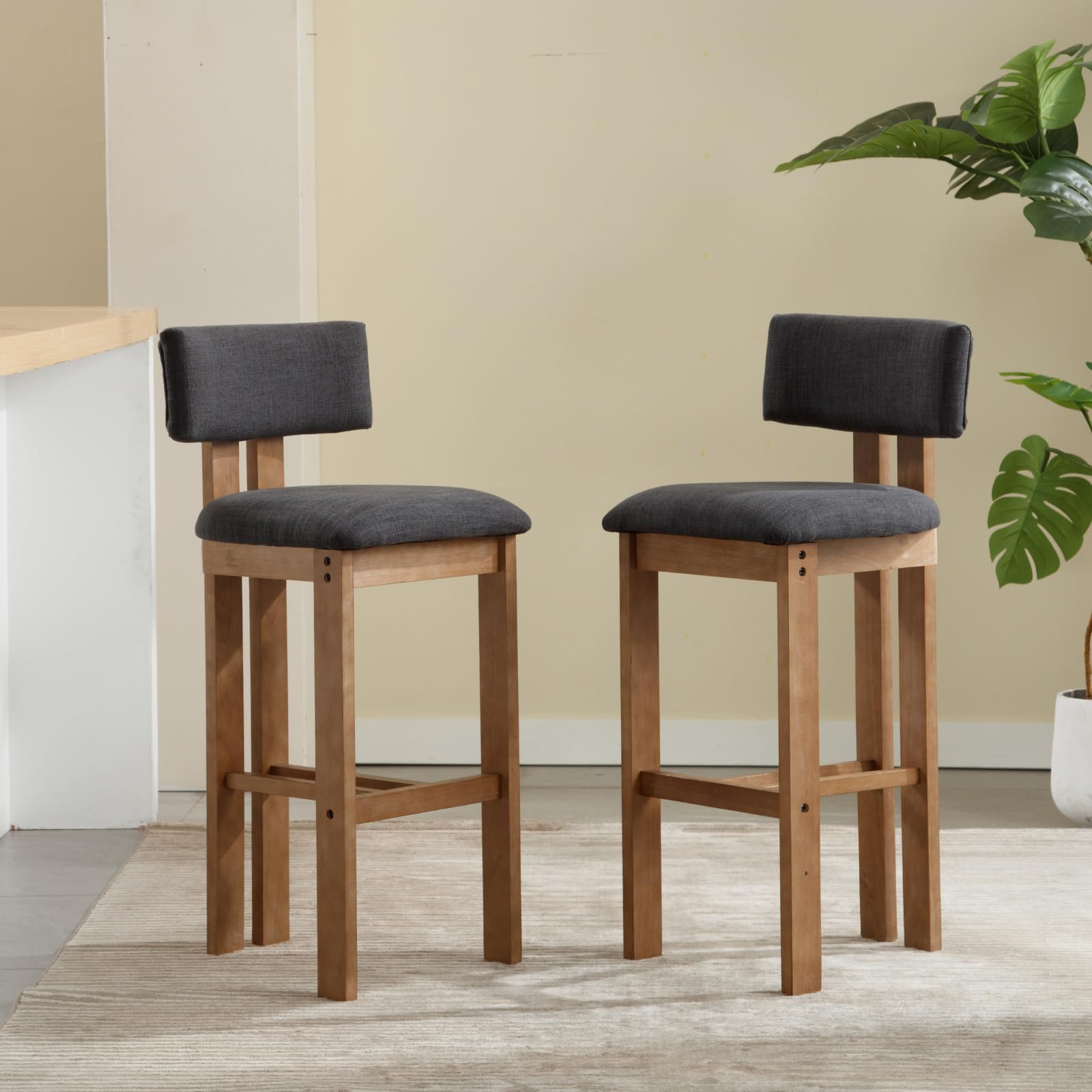 Janoray 30" Mid Century Modern Tall Bar Height Stools Set of 2