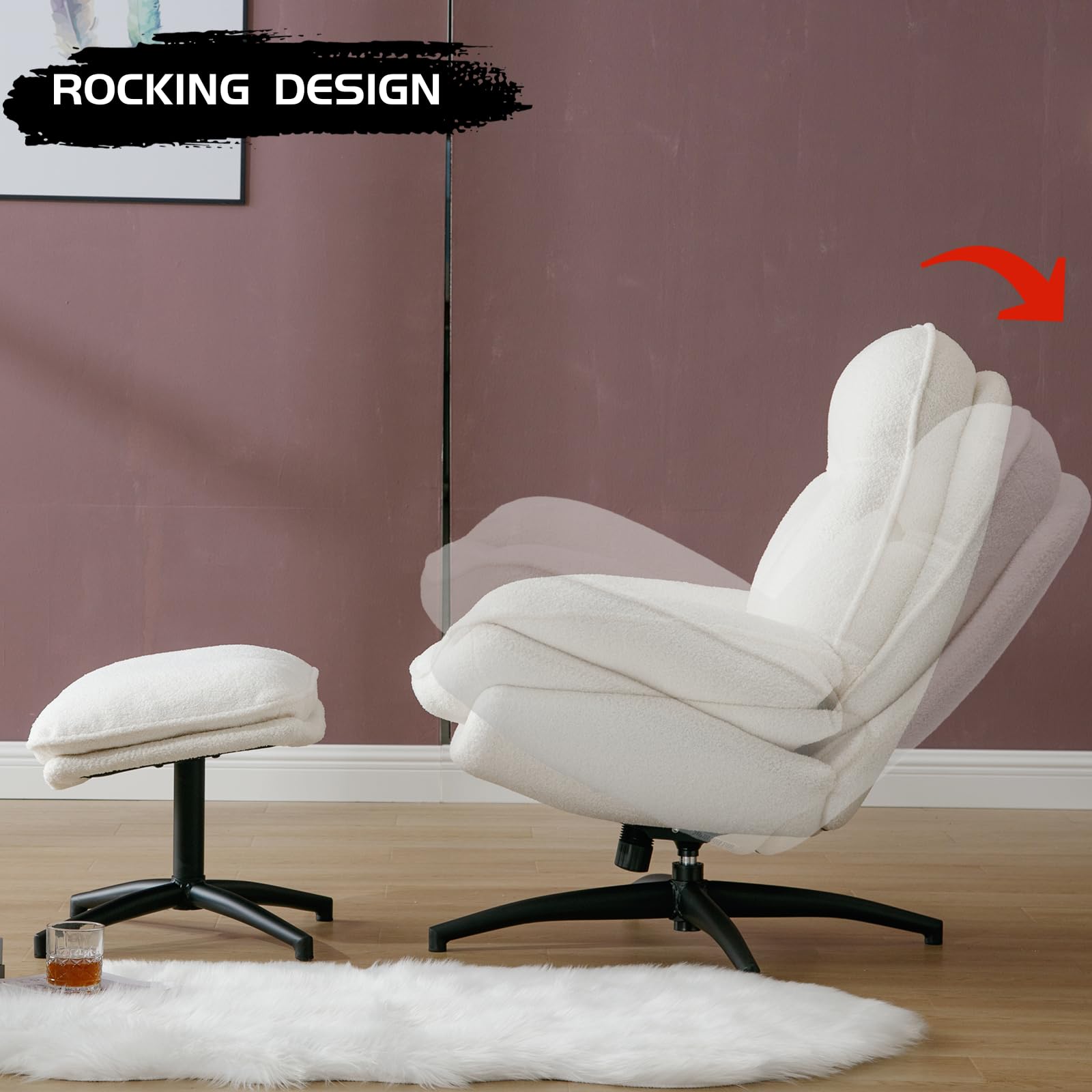 Janoray 360° Swivel Accent Chair with Ottoman Set