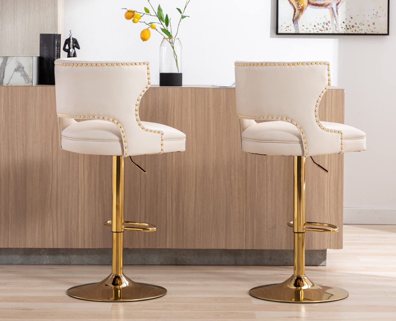 EALSON Modern  Swivel Upholstered Leather Bar Stools with Back Set of 2 - X118