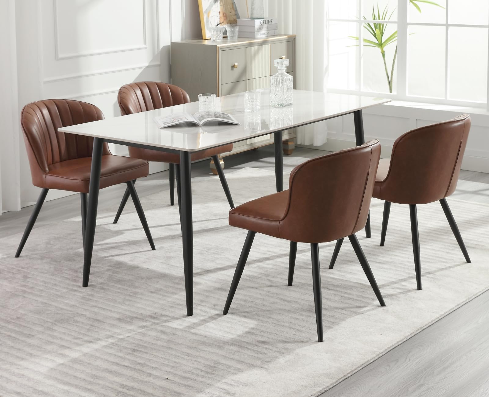 EALSON Modern Velvet Dining Chairs with Metal Legs Set of 2 - 8696