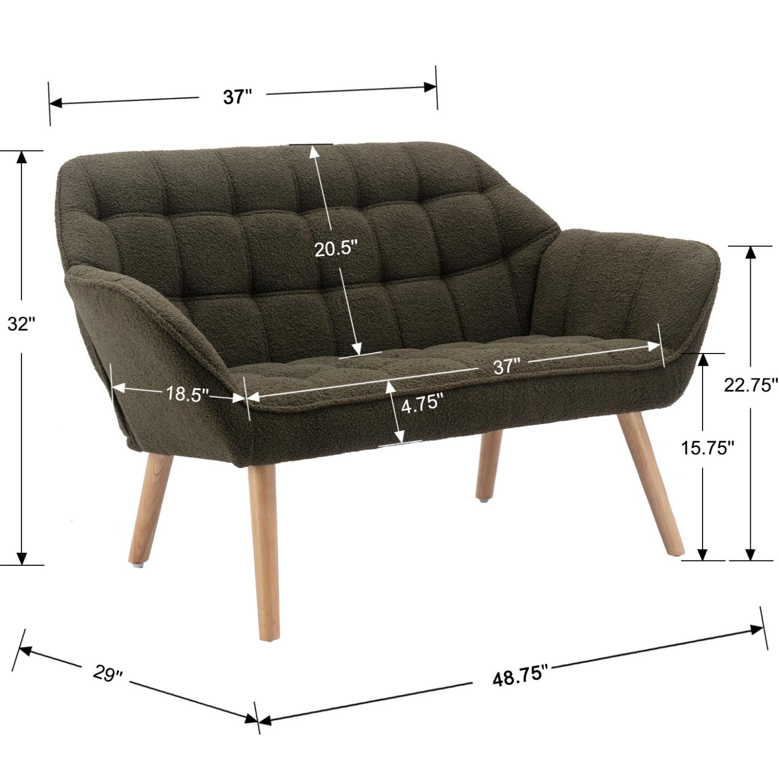 ROCITY 48" Modern Velvet Small Loveseat Sofa - 8904