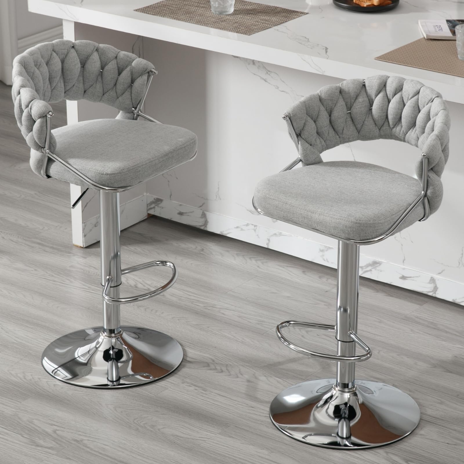 CHICAURA Woven Swivel Bar Stools Set of 2 - 1560AB