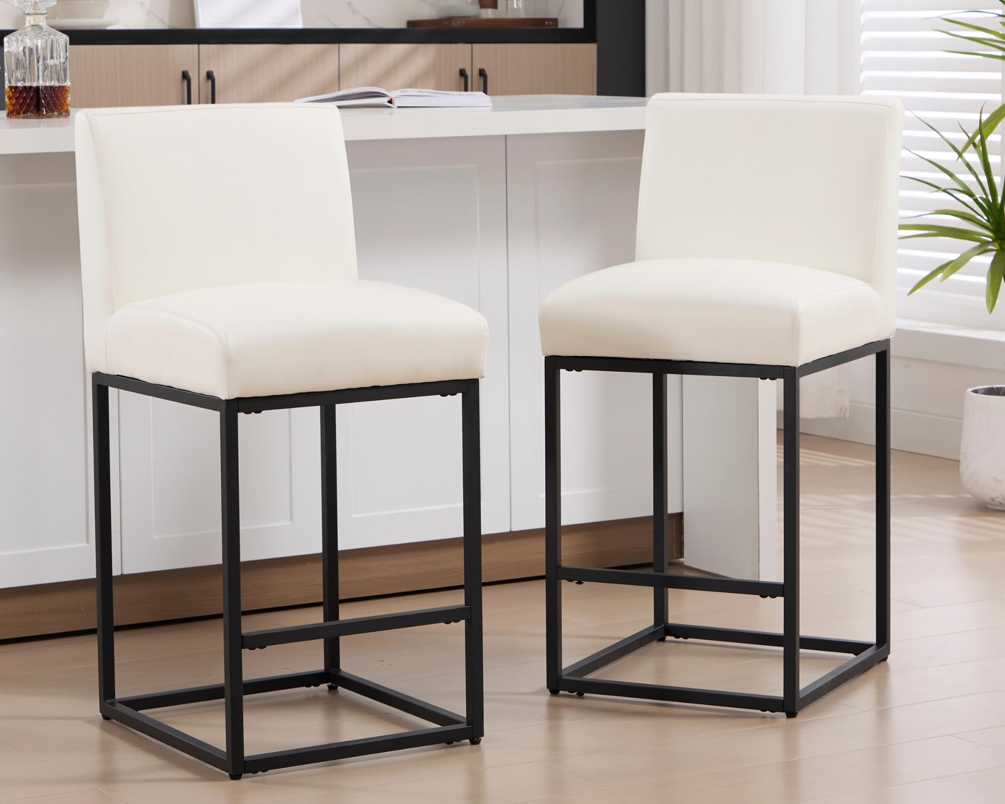 VESCASA 27"H-31"H Modern Metal Frame Counter Height Bar Stools Set of 2 - 5691