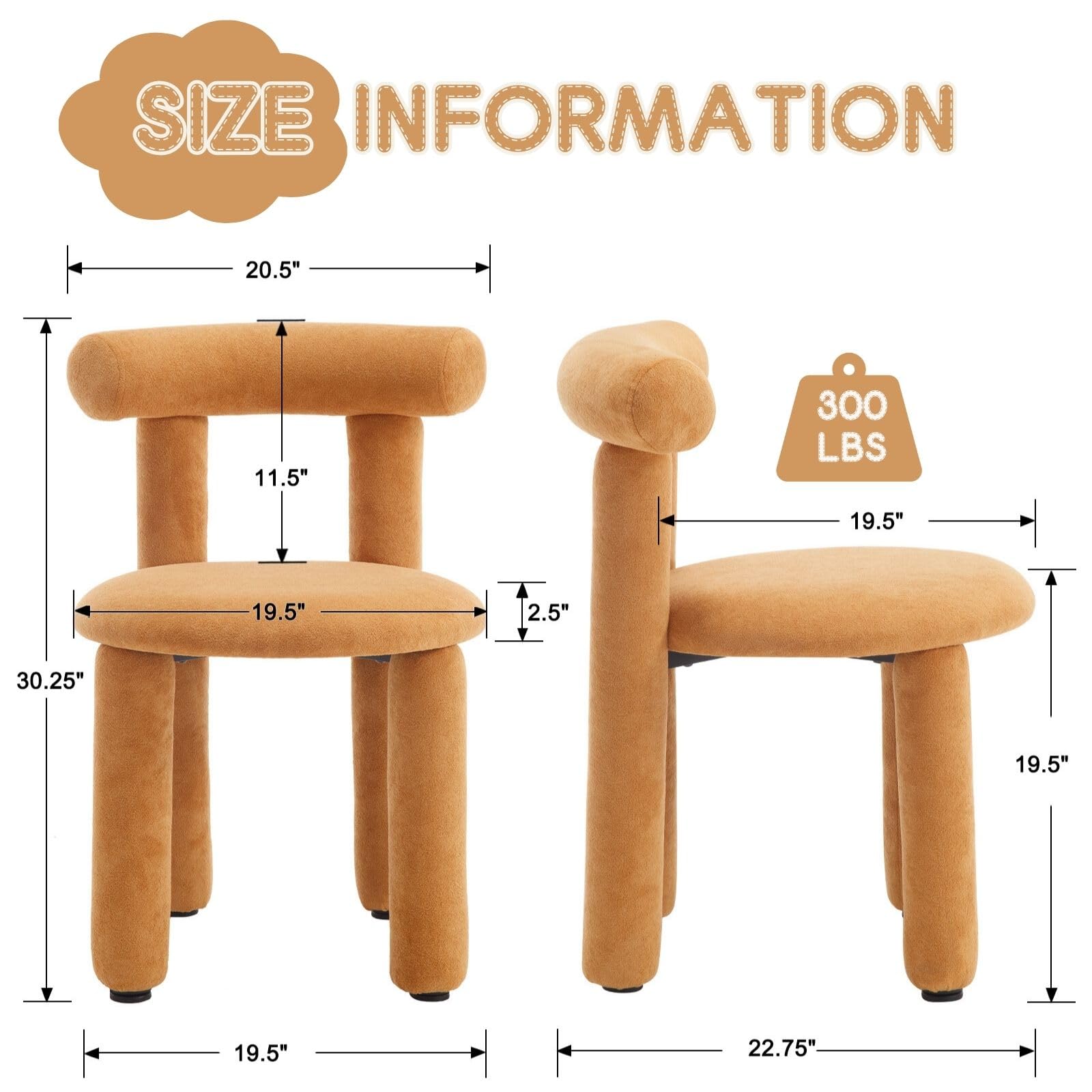 ROCITY Modern Sherpa Small Cute Dining Chairs Set of 2 - 3136