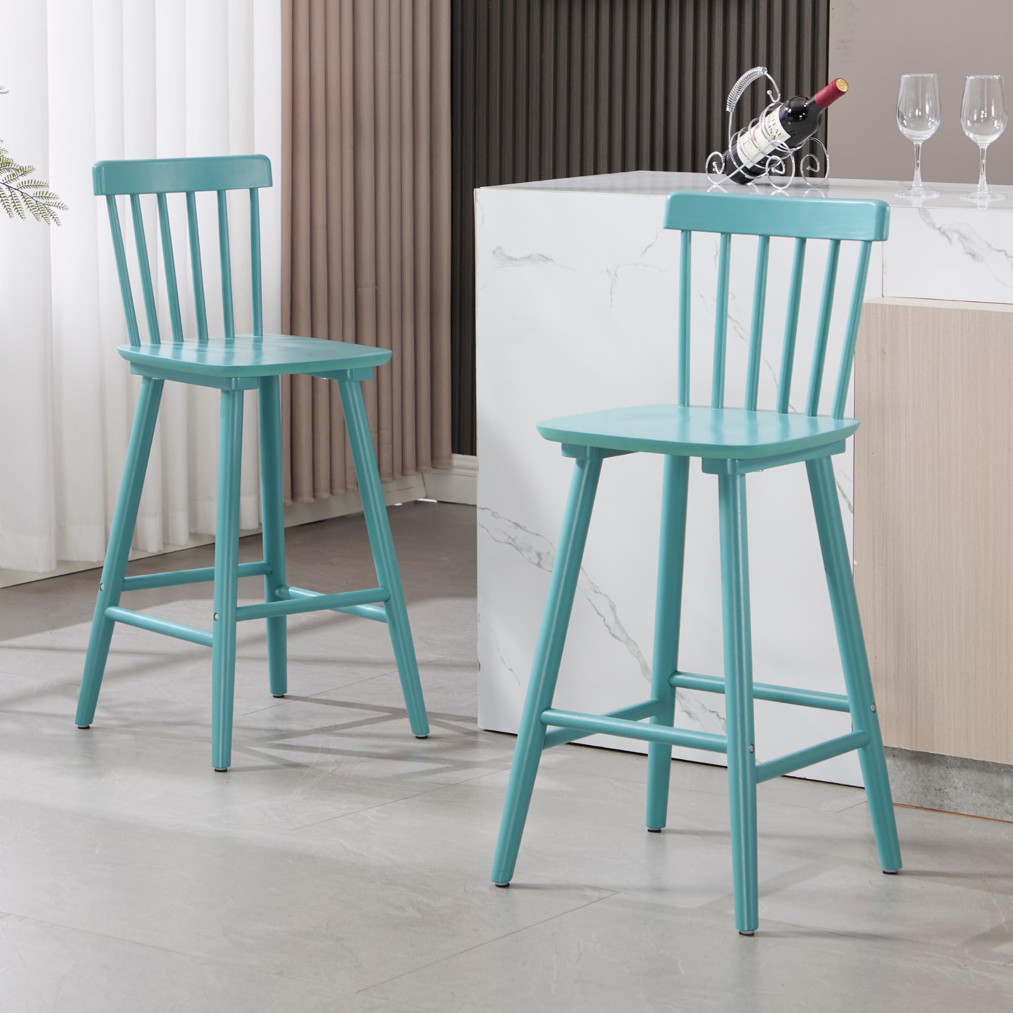 Janoray 26 Inch Farmhouse Wooden Barstools Bar Stools Set of 2