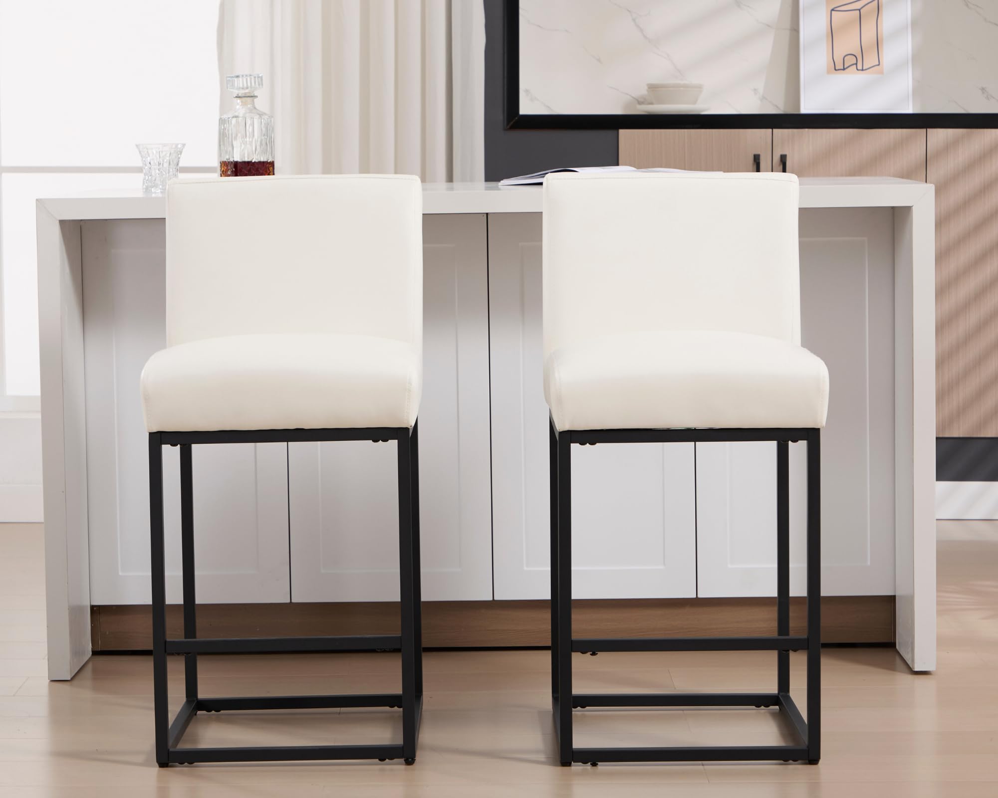 VESCASA 27"H-31"H Modern Metal Frame Counter Height Bar Stools Set of 2 - 5691