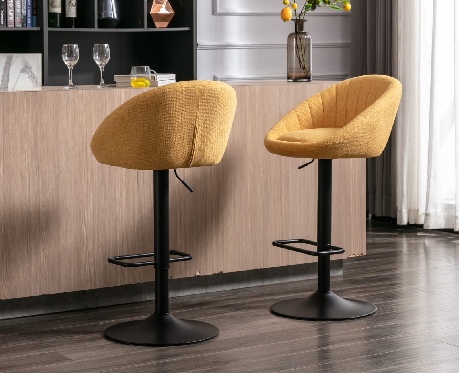 EALSON Modern Adjustable Swivel Bar Stools with Low Back Set of 2