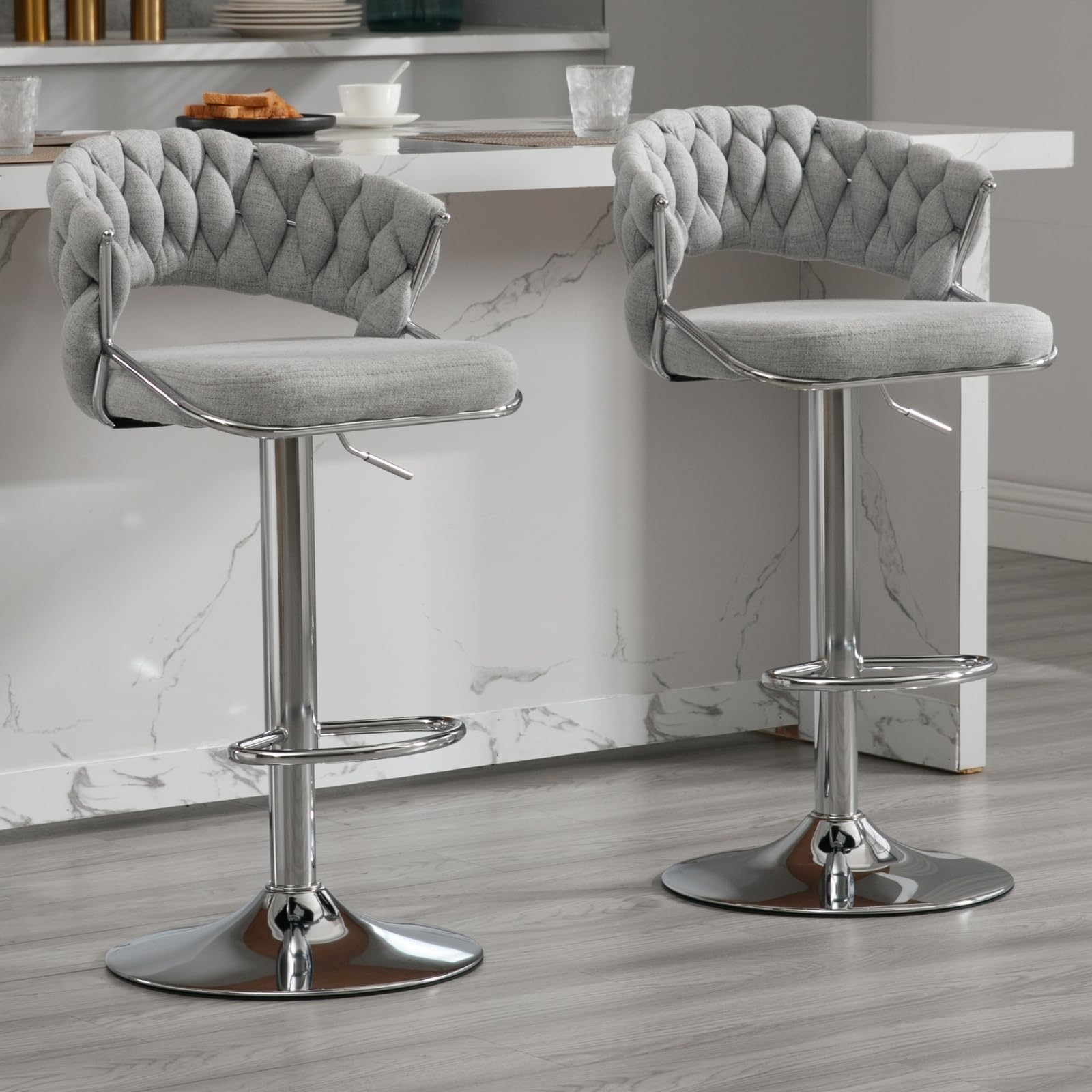 CHICAURA Woven Swivel Bar Stools Set of 2 - 1560AB