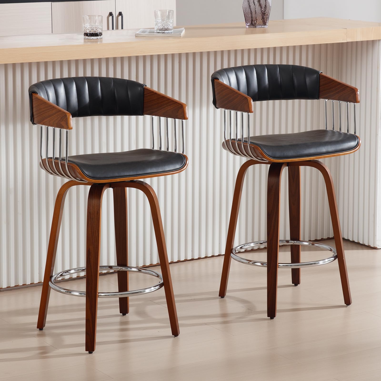 Kmax 26" Modern Swivel Counter Height Bar Stools Set of 2 - 3111