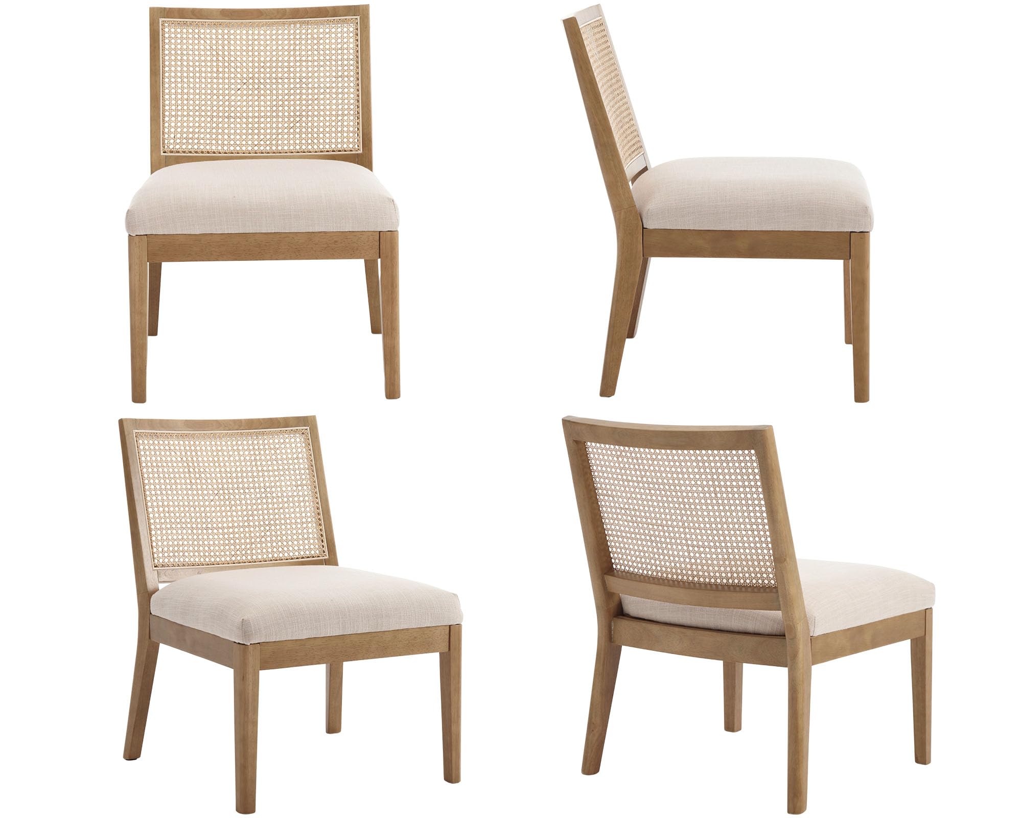 CIMOTA Square Rattan Back Upholstered Accent Armless Chairs 1 PCS - 3898