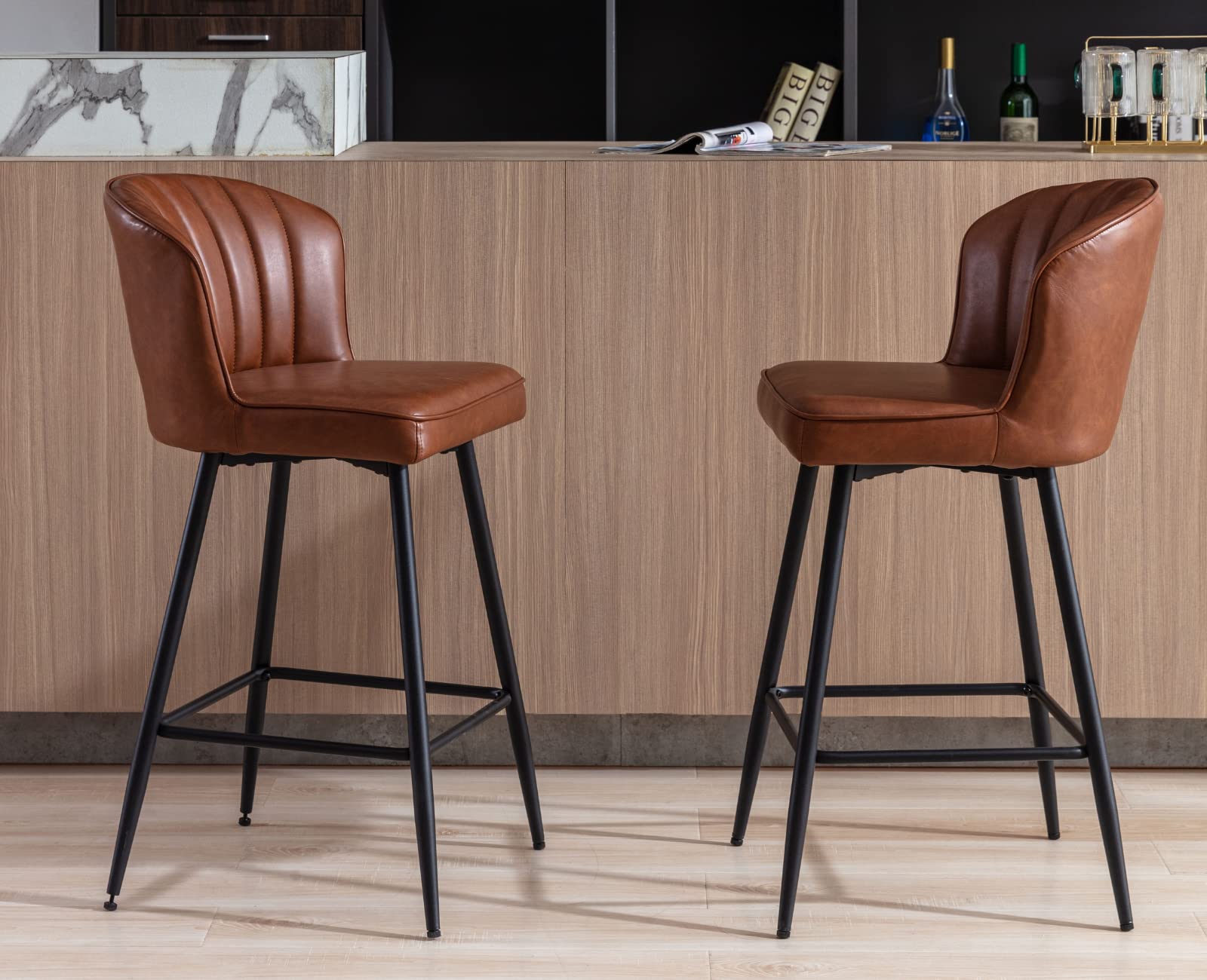 CIMOTA Modern Upholstered Counter Height Bar Stools Set of 2 - 8684