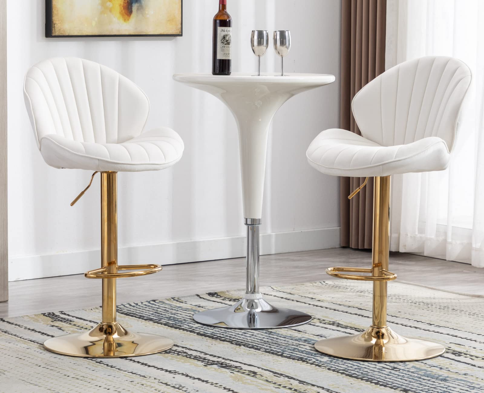 EALSON Modern Adjustable Velvet Swivel Bar Stools Set of 2