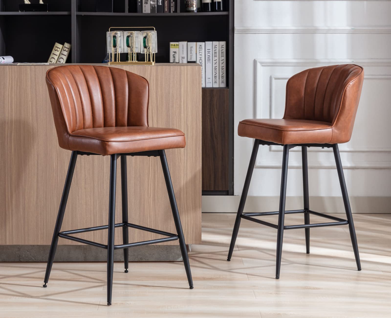 CIMOTA Modern Upholstered Counter Height Bar Stools Set of 2 - 8684