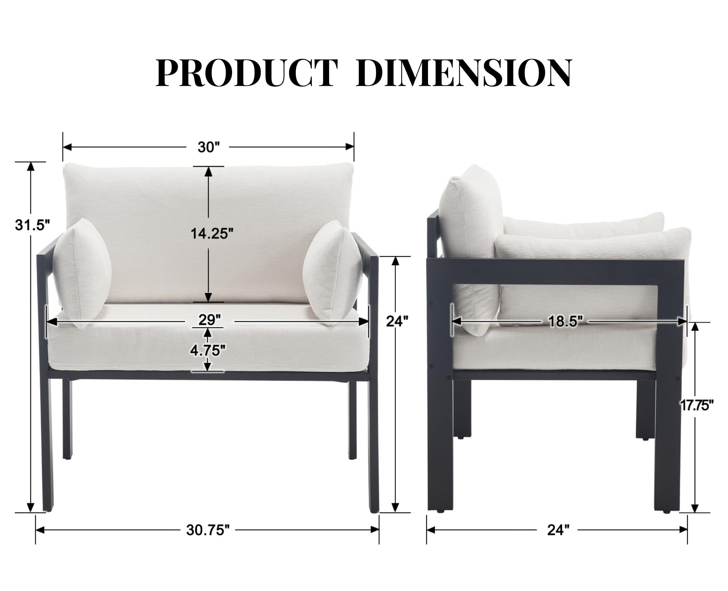 EALSON Modern Fabric White Upholstered Sofa Armchair 1 Piece - 2010