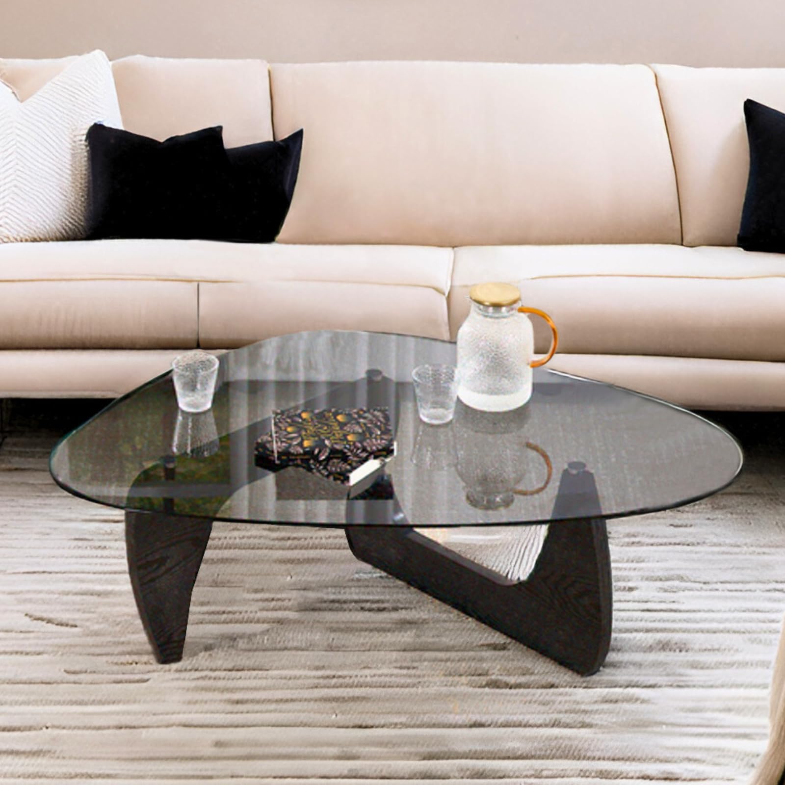 ROCITY Modern Triangle Center Glass Coffee Table - 7736