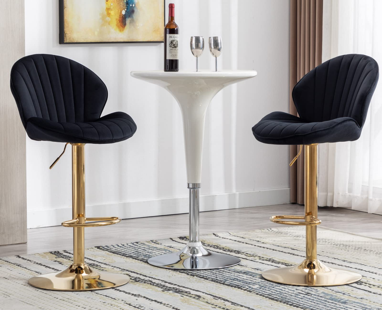 EALSON Modern Adjustable Velvet Swivel Bar Stools Set of 2