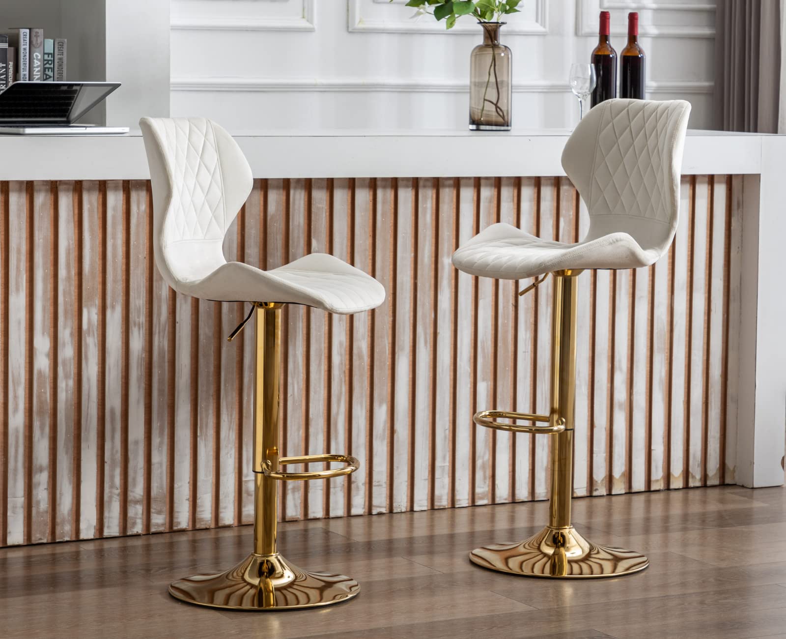 EALSON Adjustable Swivel Velvet Bar Kitchen Island Stools Set of 2