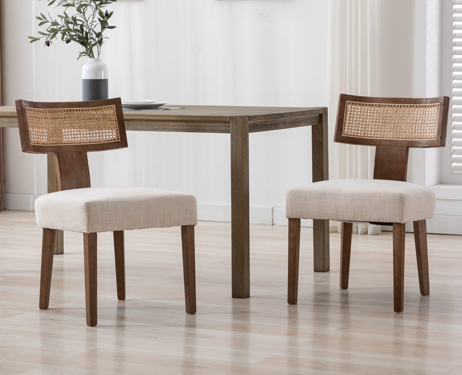 EALSON Farmhouse Linen PU Modern Dining Chairs Set of 2 - 1918