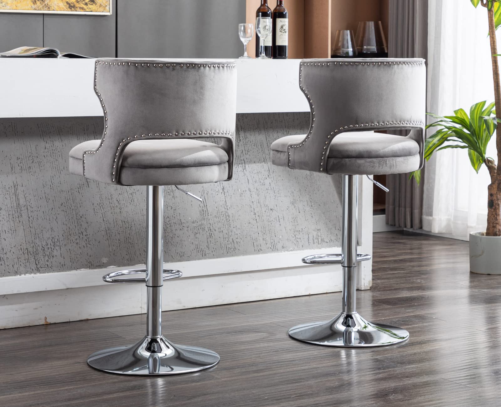 EALSON Modern  Swivel Upholstered Leather Bar Stools with Back Set of 2 - X118