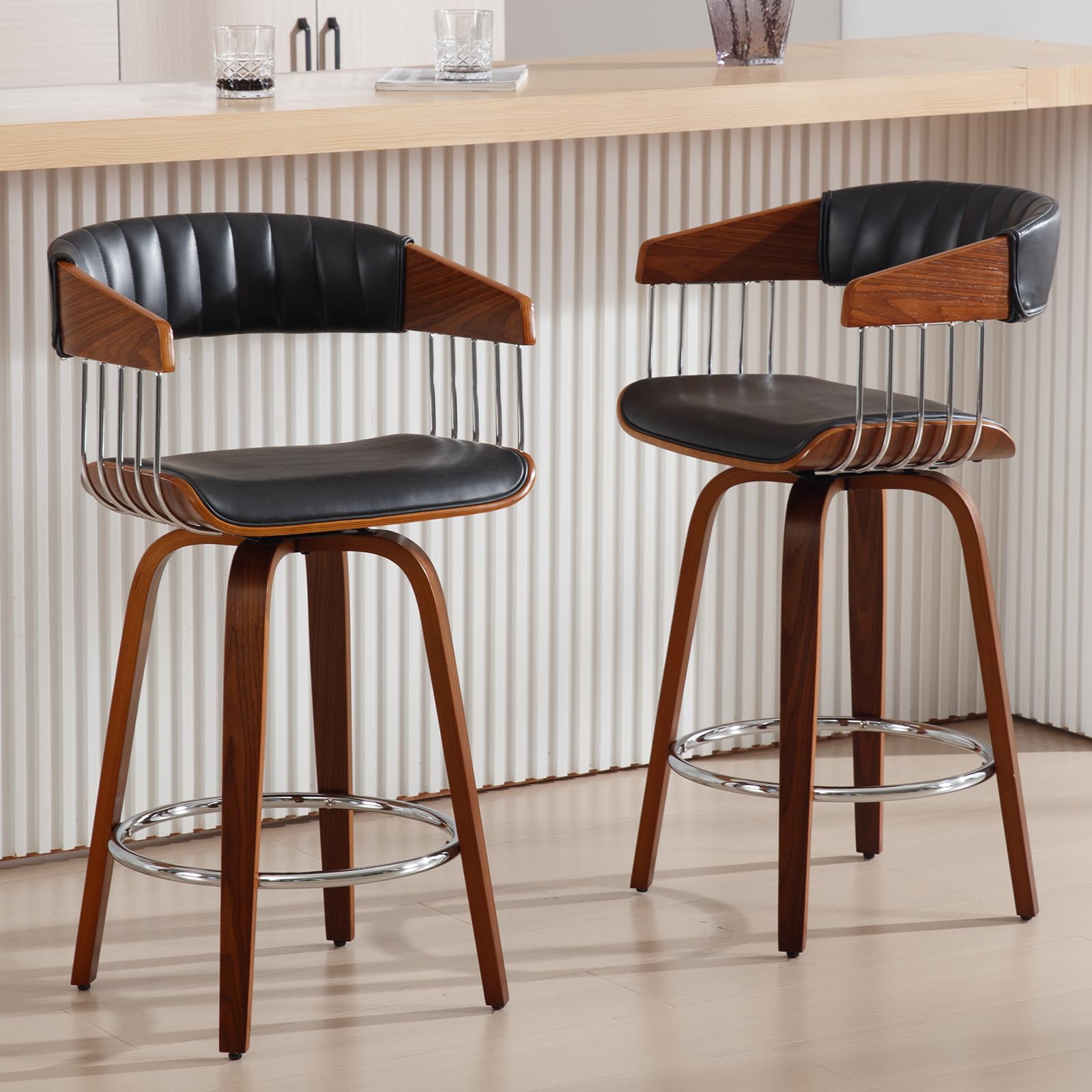 Kmax 26" Modern Swivel Counter Height Bar Stools Set of 2 - 3111