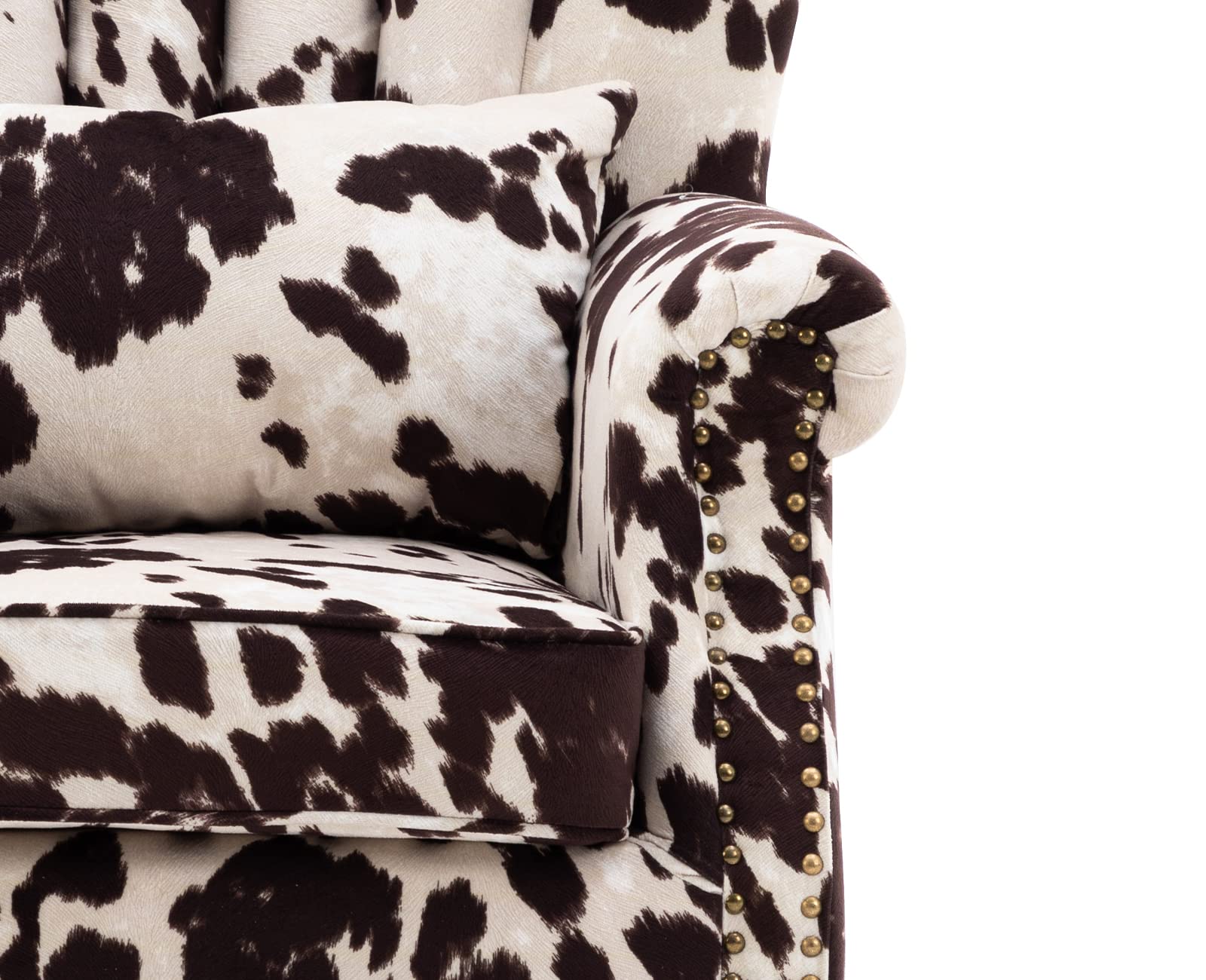 Kmax Wingback Nail-Head Cow Print Accent Chair 1 Piece - X904